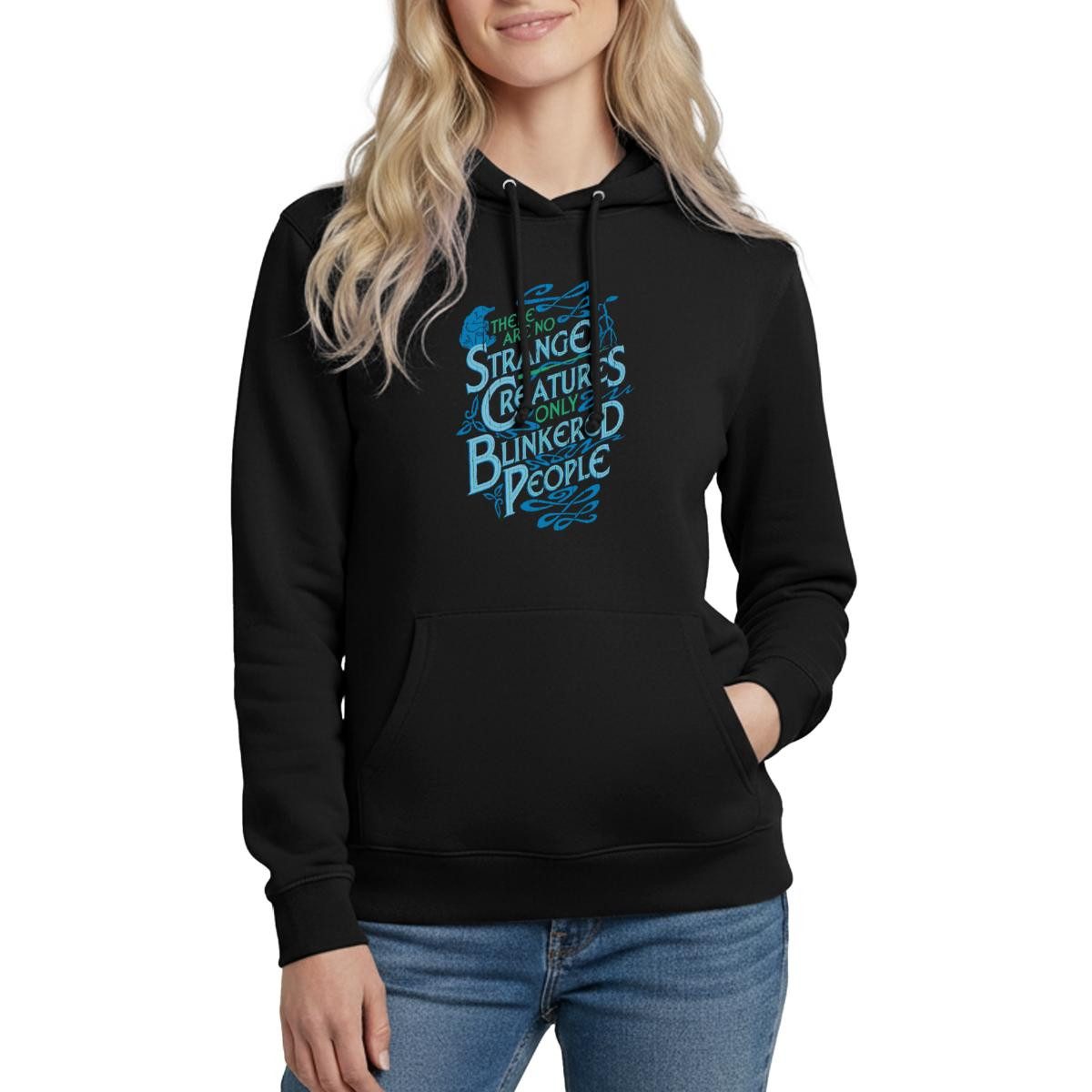 Spreadshirt Hoodie Phantastische Tierwesen No Strange Creatures Zitat Damen Hoodie (1-tlg)