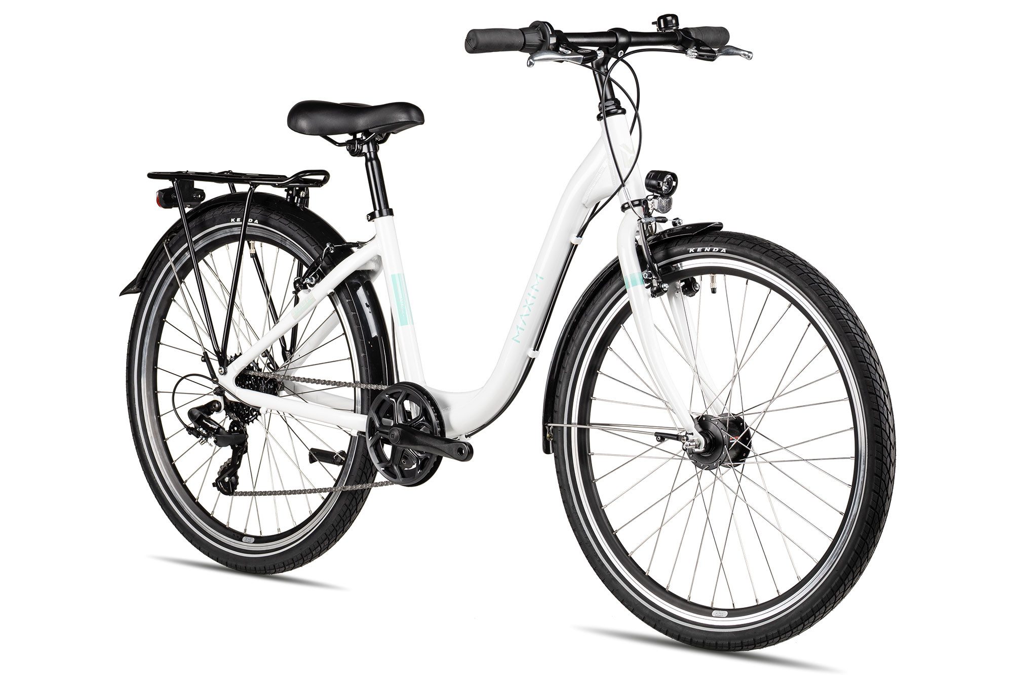 Maxim Kinderfahrrad Maxim Malia 26 8 Wave, 8 Gang Shimano Tourney RD-TX800 Schaltwerk, Kettenschaltung, Straßenaussattung weiß