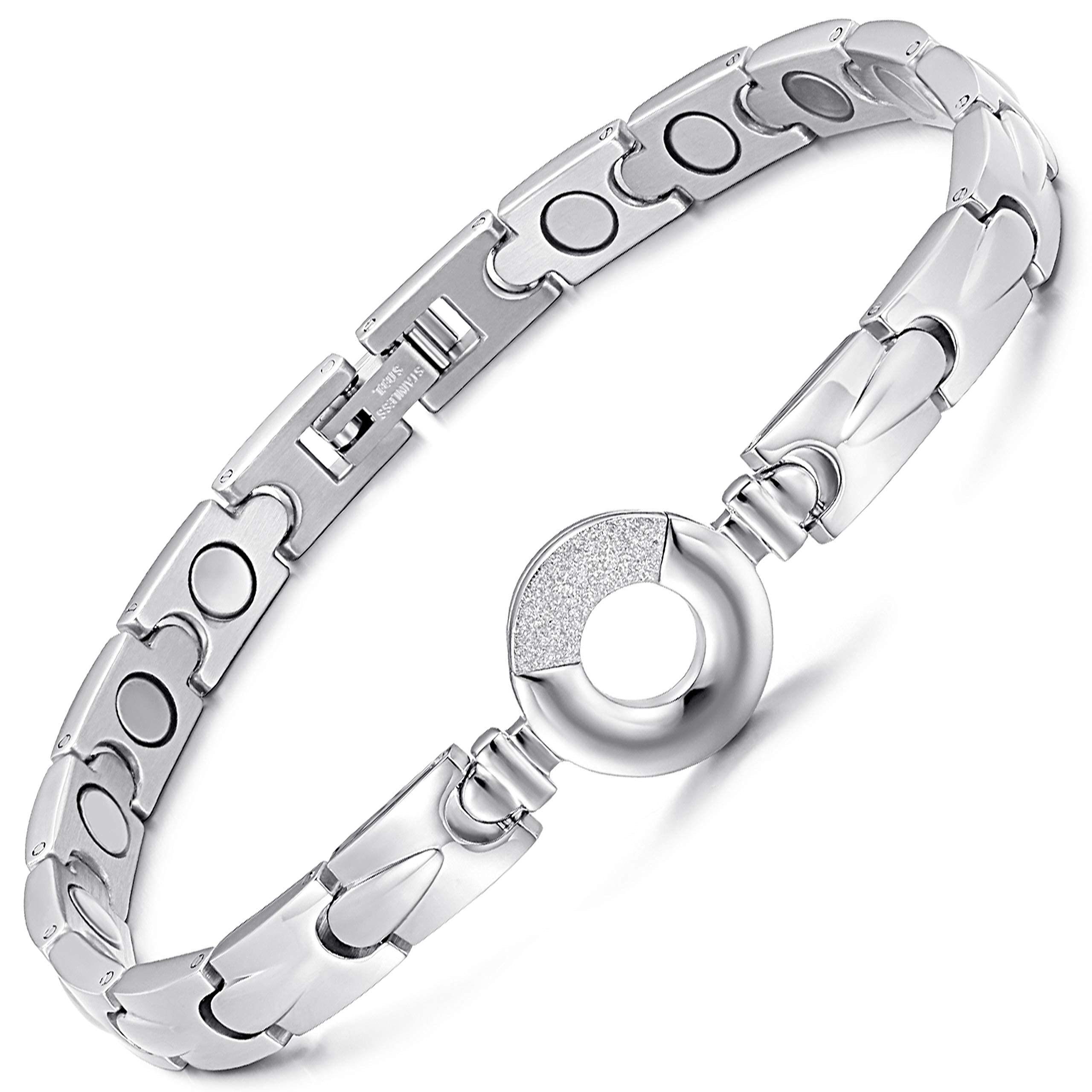 Haiaveng Gliederarmband Damen Armbänder,Magnetische Armbänder (Baugruppen) Silber