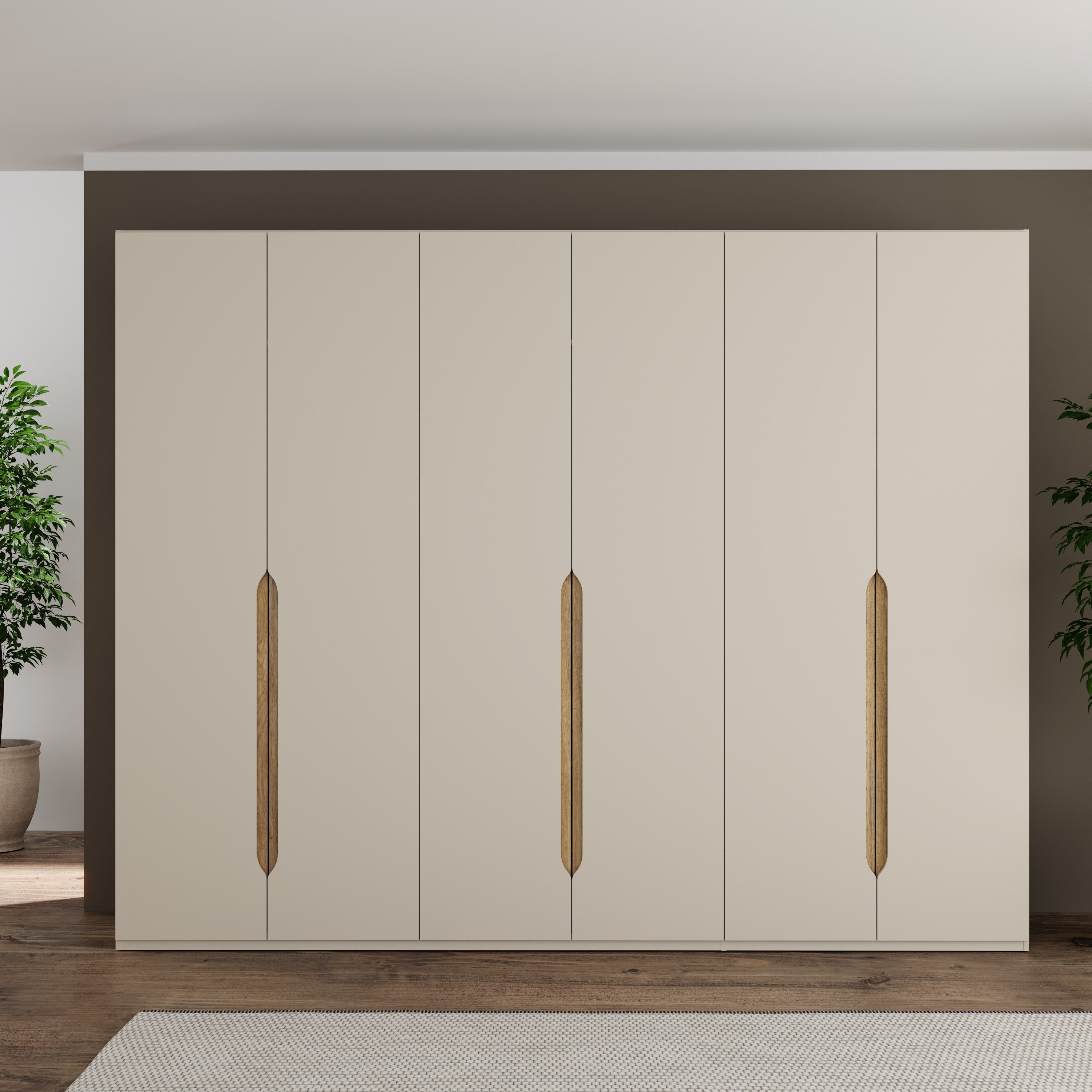 FORTE Drehtürenschrank Höhe 2,10 mtr., stehende Montage, Grifflos, Drei Einlegeböden und drei Kleiderstangen sorgen für viel Stauraum du Ordnung