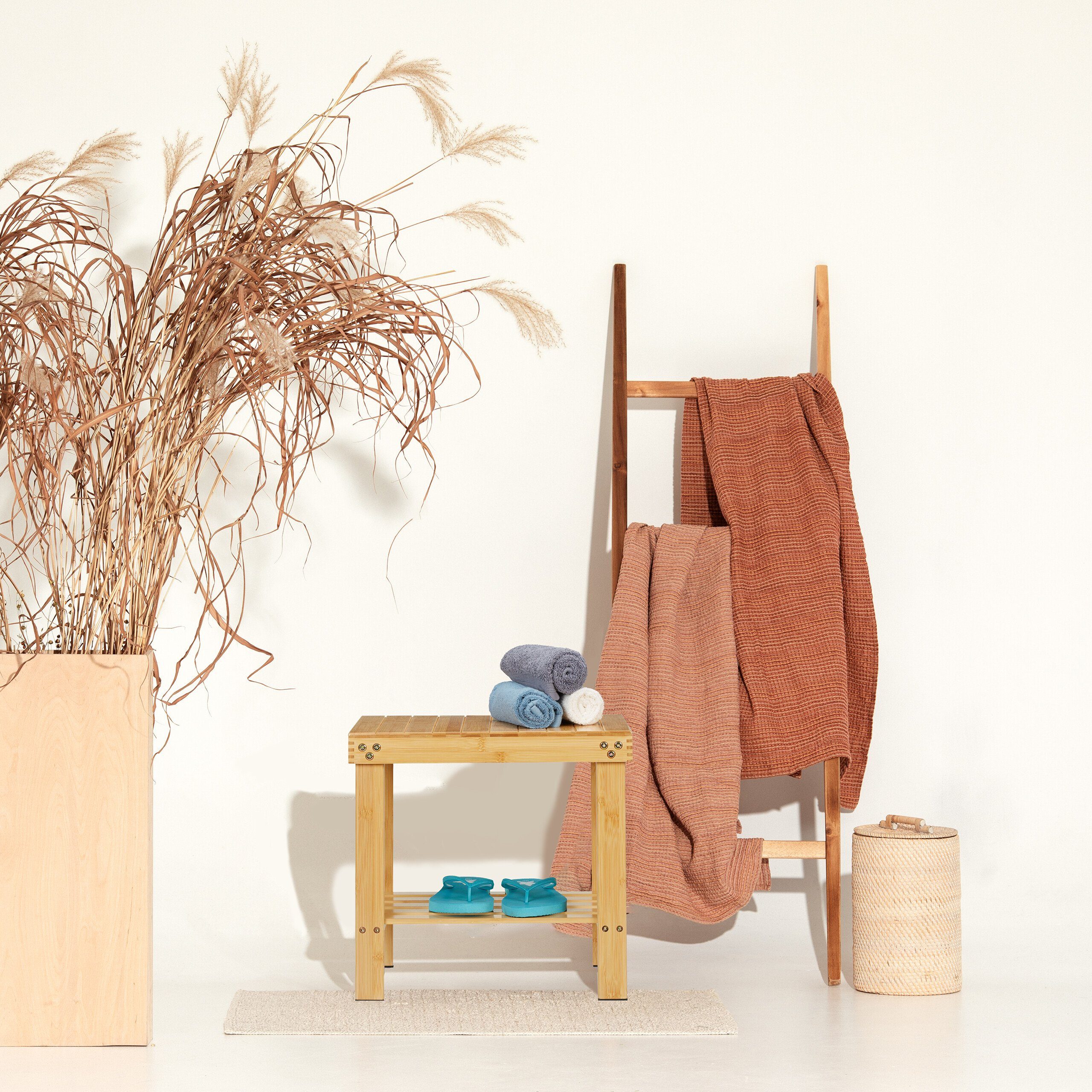 relaxdays Badhocker aus Bambus günstig online kaufen