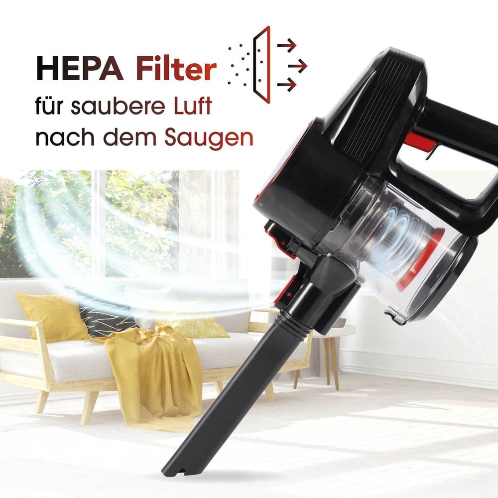 CLEANmaxx Zyklon Hybrid Staubsauger Akku-Zyklonstaubsauger Mit elektrisch angetriebener Bodendüse, 140 W, beutellos, Akku-Zyklonstaubsauger Mit elektrisch angetriebener Bodendüse