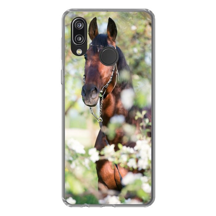 MuchoWow Handyhülle Pferde - Blüte - Frühling - Tiere Handyhülle Huawei P20 Lite (2019) Handy Case Silikon Bumper Case