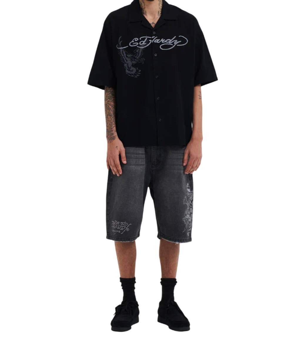 Ed Hardy Jeansshorts Short Jeans Ed Hardy Death or Glory black