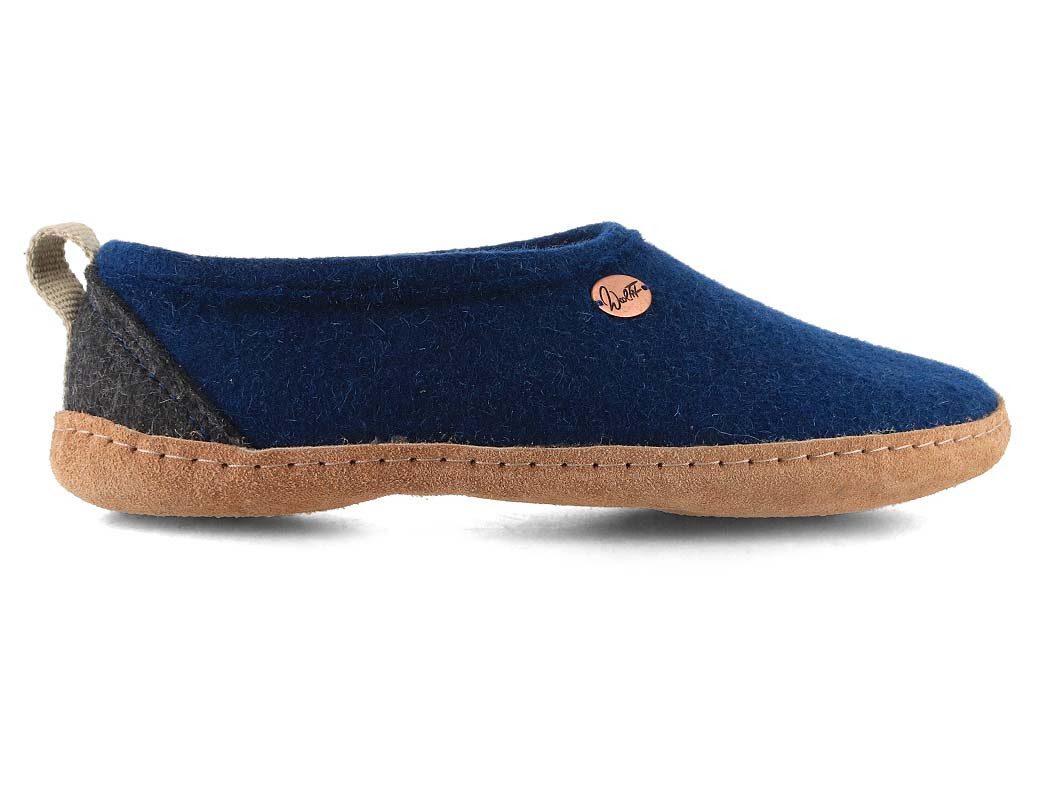 WoolFit Highland knöchelhoher Hüttenschuh aus Filz Hausschuh mit chromfreier Ledersohle