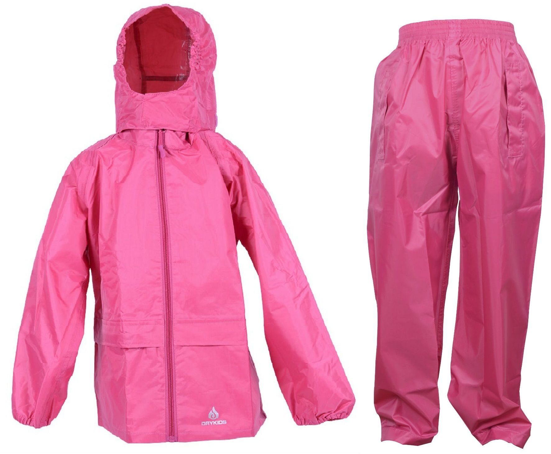 DRY KIDS Regenanzug (1-tlg), Wasserdichtes Kinder Regenanzug-Set, reflektierende Regenbekleidung Pink