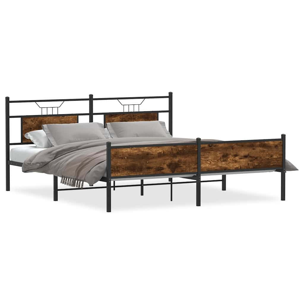 vidaXL Bett Metallbett ohne Matratze Räuchereiche günstig online kaufen