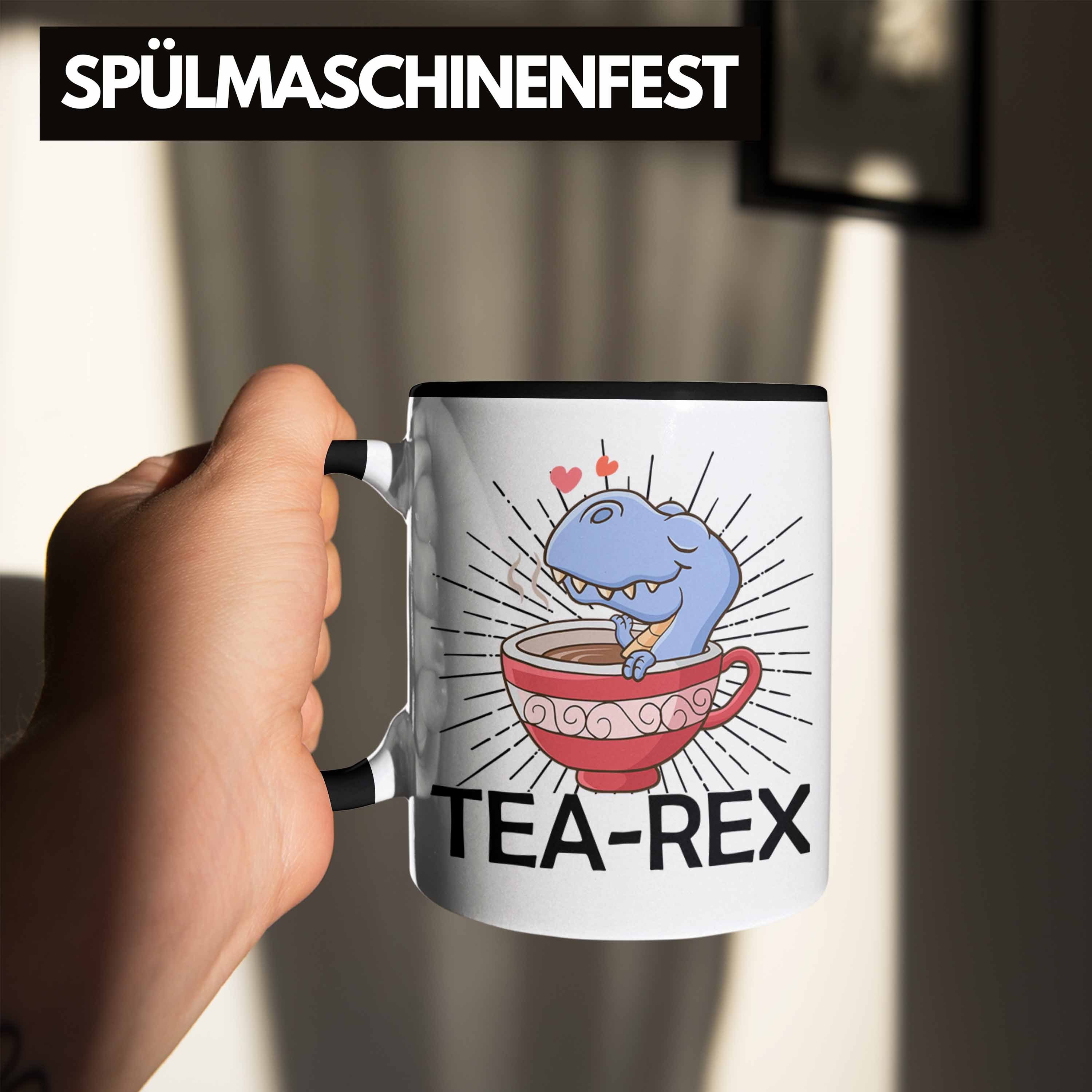 Geschenkidee Rex Trendation T-Rex Trendation - Wortspiel Schwarz Geschenk Tasse Tasse Dinosaurier Tea