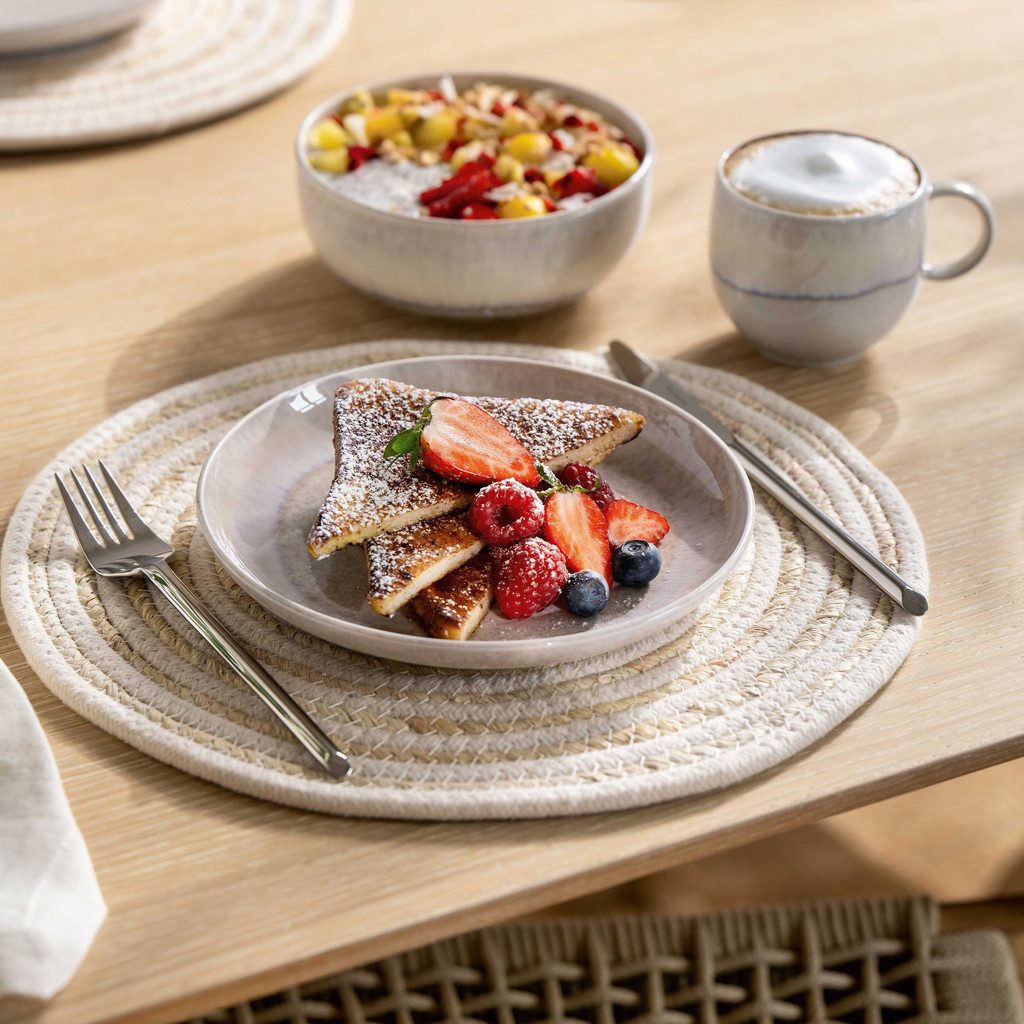 like. by Villeroy & Boch Frühstücksteller Perlemor Sand Frühstücksteller 20x20x3cm, (1 St), Premium Porcelain, mikrow.- & spülm.sicher, Made in Germany