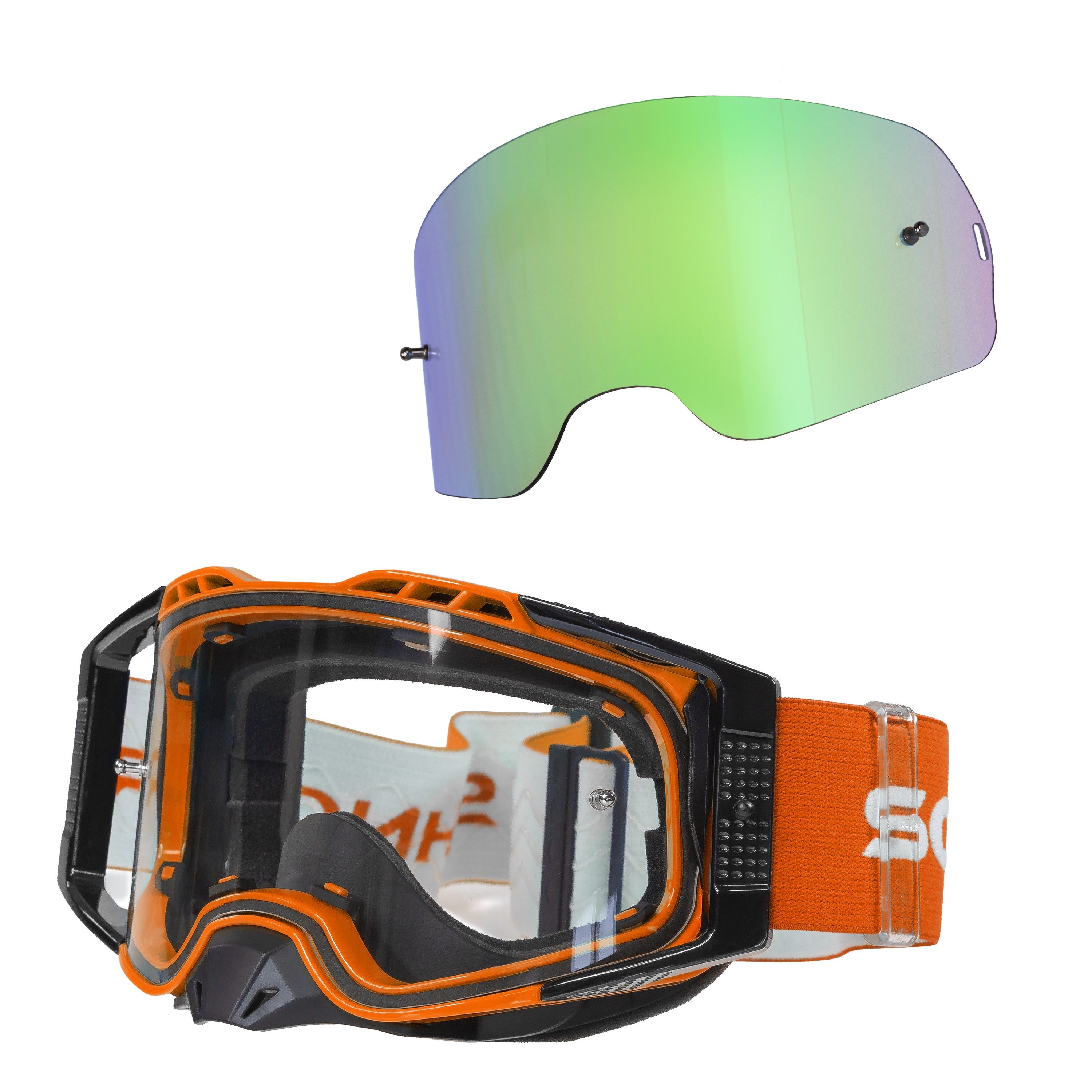 Sportbrille MX Pro Motocross Brille Anti-Fog Tear-Off Roll-Off Wechselglass Grün