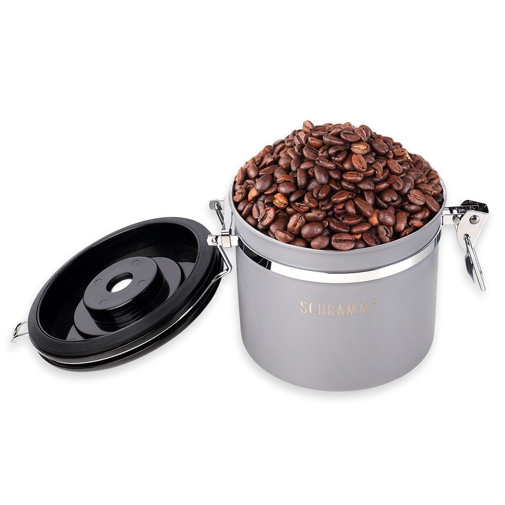 Kaffeebehälter grau in Höhe: Farben Dosierlöffel 1200 Schramm® Edelstahl Kaffeedosen ml 10 12cm Kaffeedose Kaffeedose Schramm mit aus