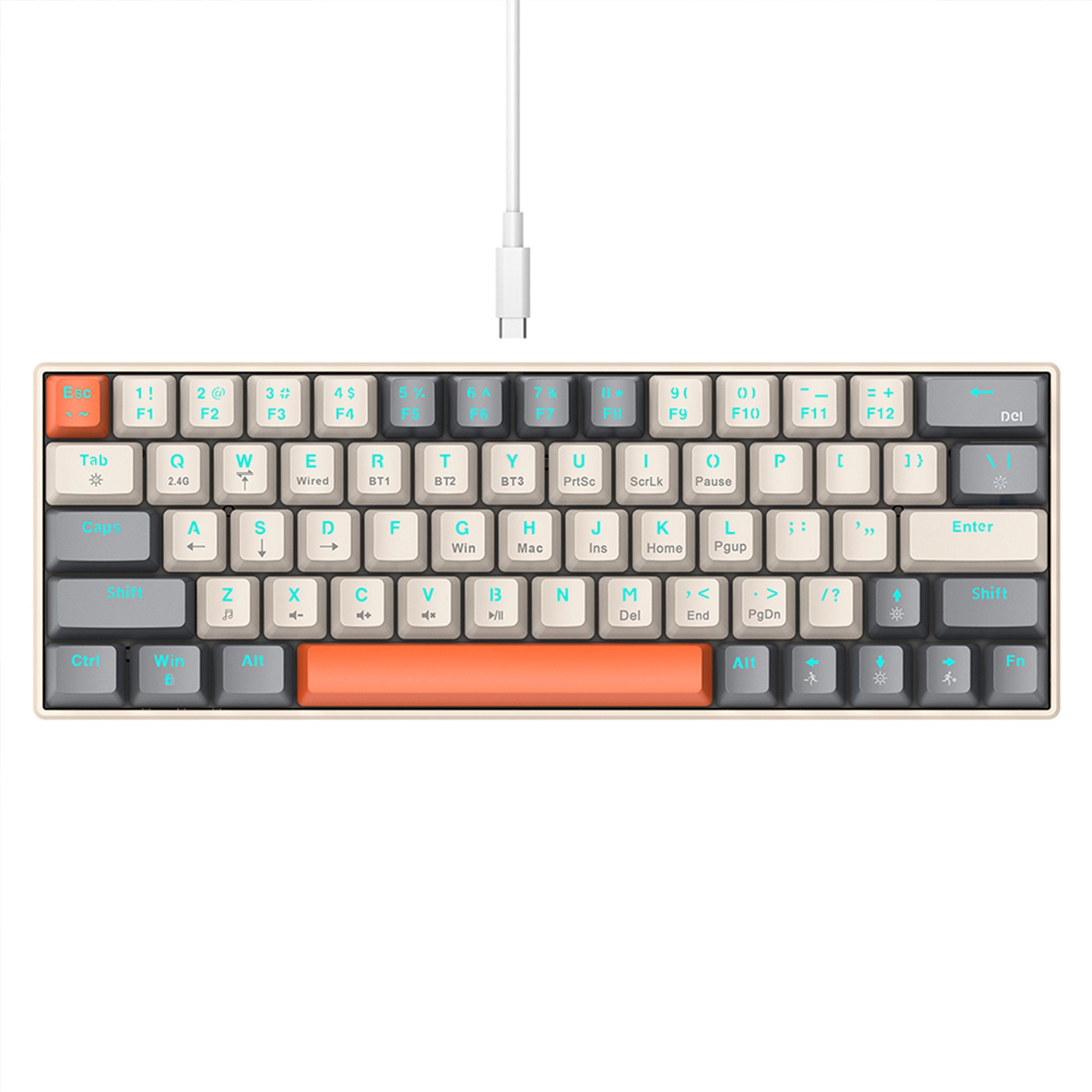 Tadow Mechanische Tastatur,Kabellose/Kabelgebundene Tastatur,Bluetooth Gaming-Tastatur (20 RGB-Lichteffekte)