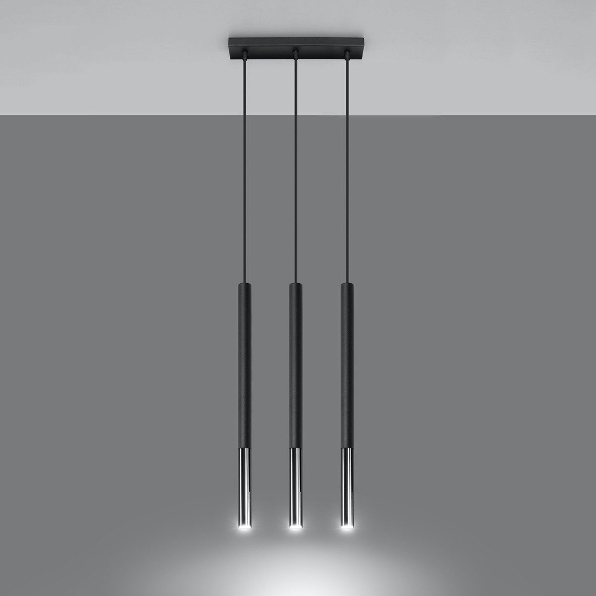 SOLLUX lighting Hängeleuchte Hängeleuchte Mozaica 3L Schwarz/Chrom, Nicht enthalten