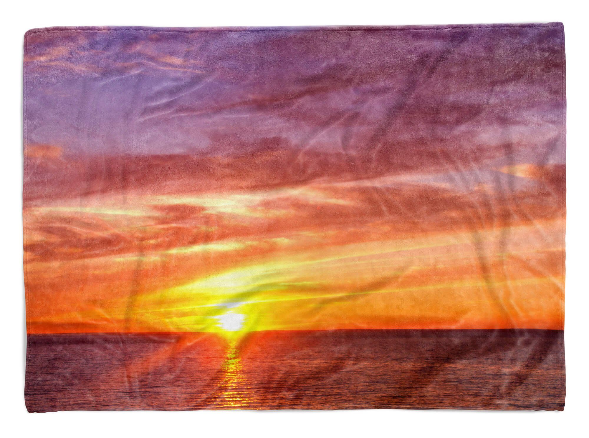 Sinus Art Handtücher Handtuch Strandhandtuch Saunatuch Kuscheldecke mit Fotomotiv Meer Horizont Sonn, Baumwolle-Polyester-Mix (1-St), Handtuch