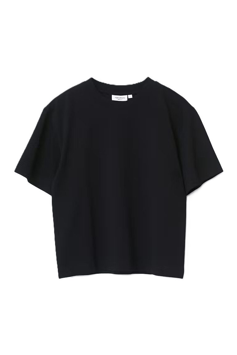 Gina Tricot T-Shirt Perfect tee - Kurzarm T-Shirt schwarz aus Baumwolle - Damen T-Shirt