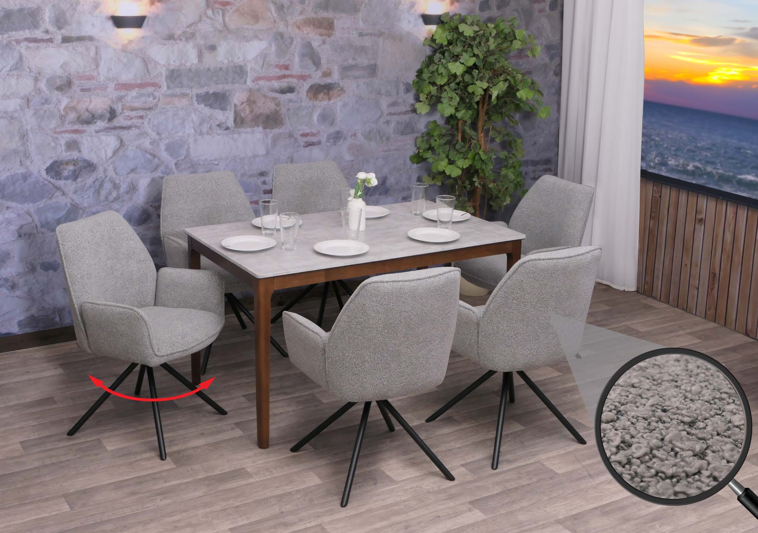 MCW Esszimmerstuhl MCW-G67-B-6 (6er-Set, 6 St), 90° drehbar in beide Richtungen, Auto-Position