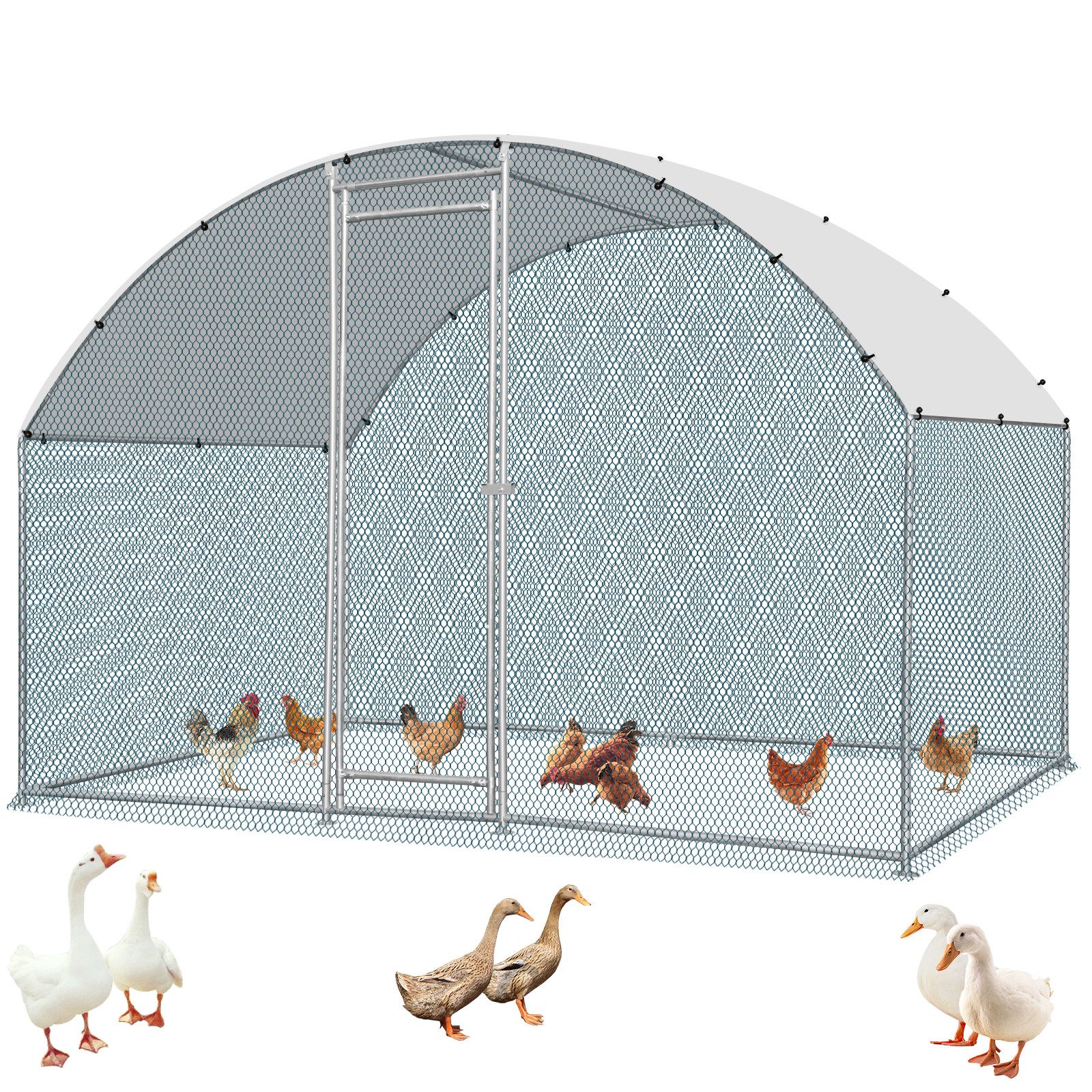 LALAHO Hühnerstall Freilaufgehege 6 m² mit Schattendach, Großes Hühnergehege aus verzinktem Stahl 3x2x2 m von LALAHO