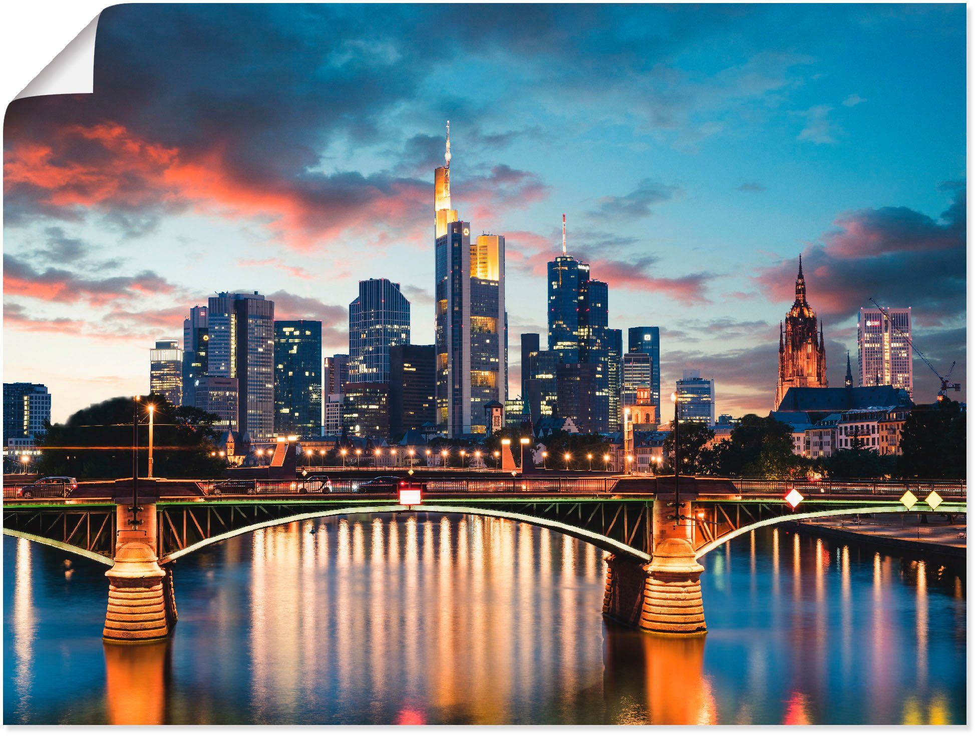 Wandbild II, Frankfurt (1 oder Deutschland Größen versch. Artland Main Alubild, Skyline am Poster Wandaufkleber Leinwandbild, in St), als