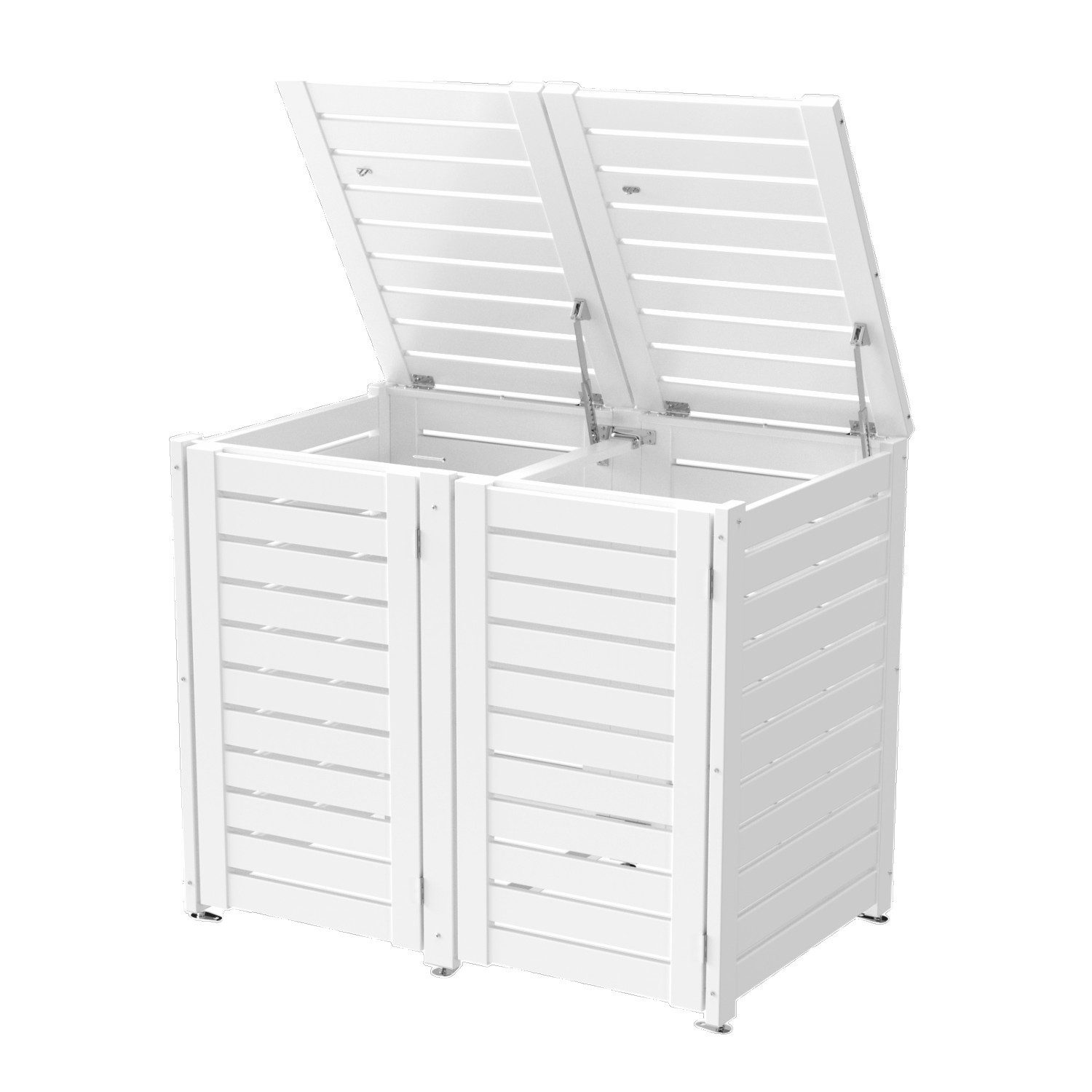 FairGarden Mülltonnenbox moderne Mülltonnenverkleidung, aus Fenster-Kunststoff (PVC) (Komplett-Set in Weiß, Anthrazit und Holzoptik, 2 Boxen bis 1x 240l Tonne), NIE mehr streichen, pflegeleicht, Made in Germany, 10 Jahre Garantie