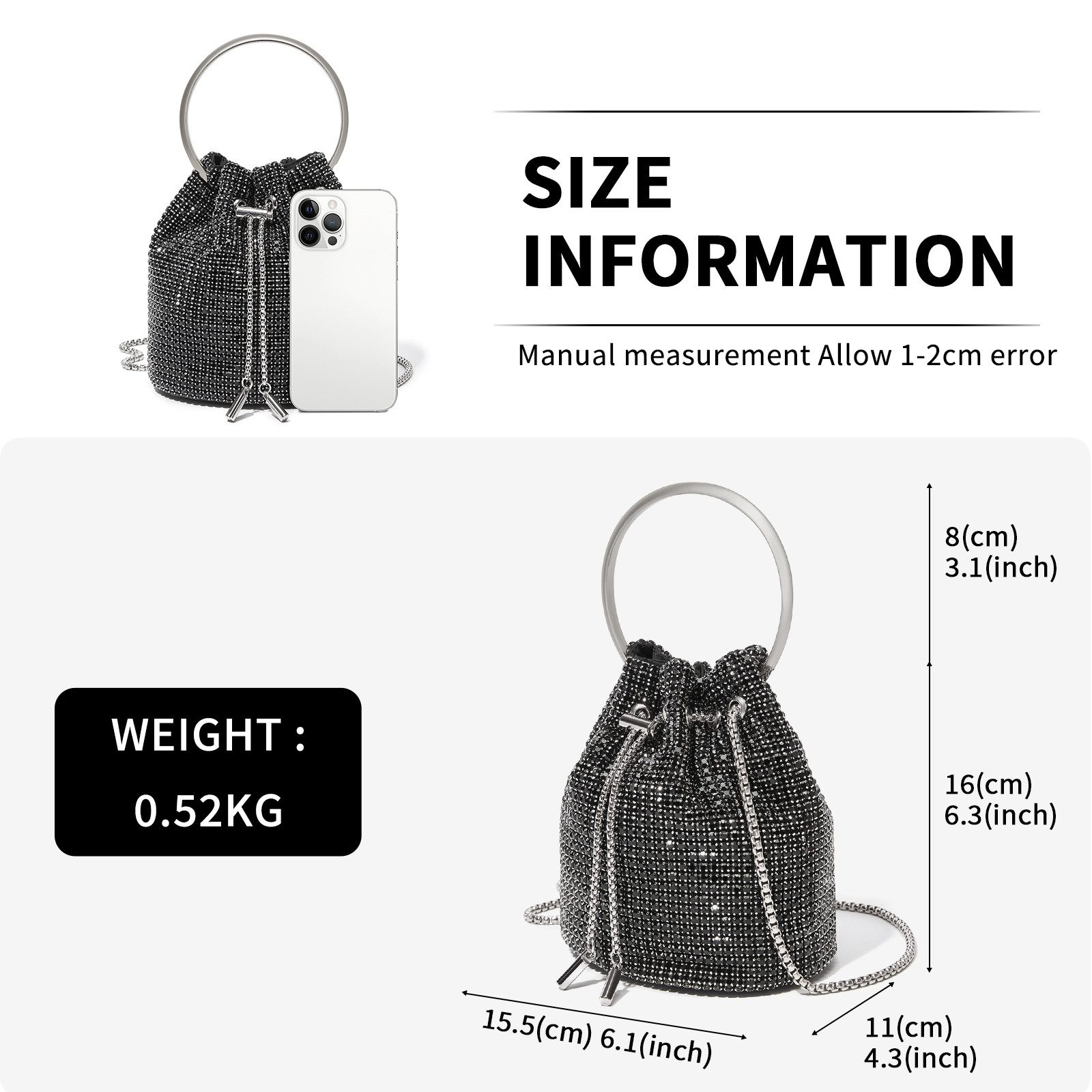 Miss Lulu Abendtasche Damen Glänzende Handtasche mit Metallischem Ringgriff günstig online kaufen