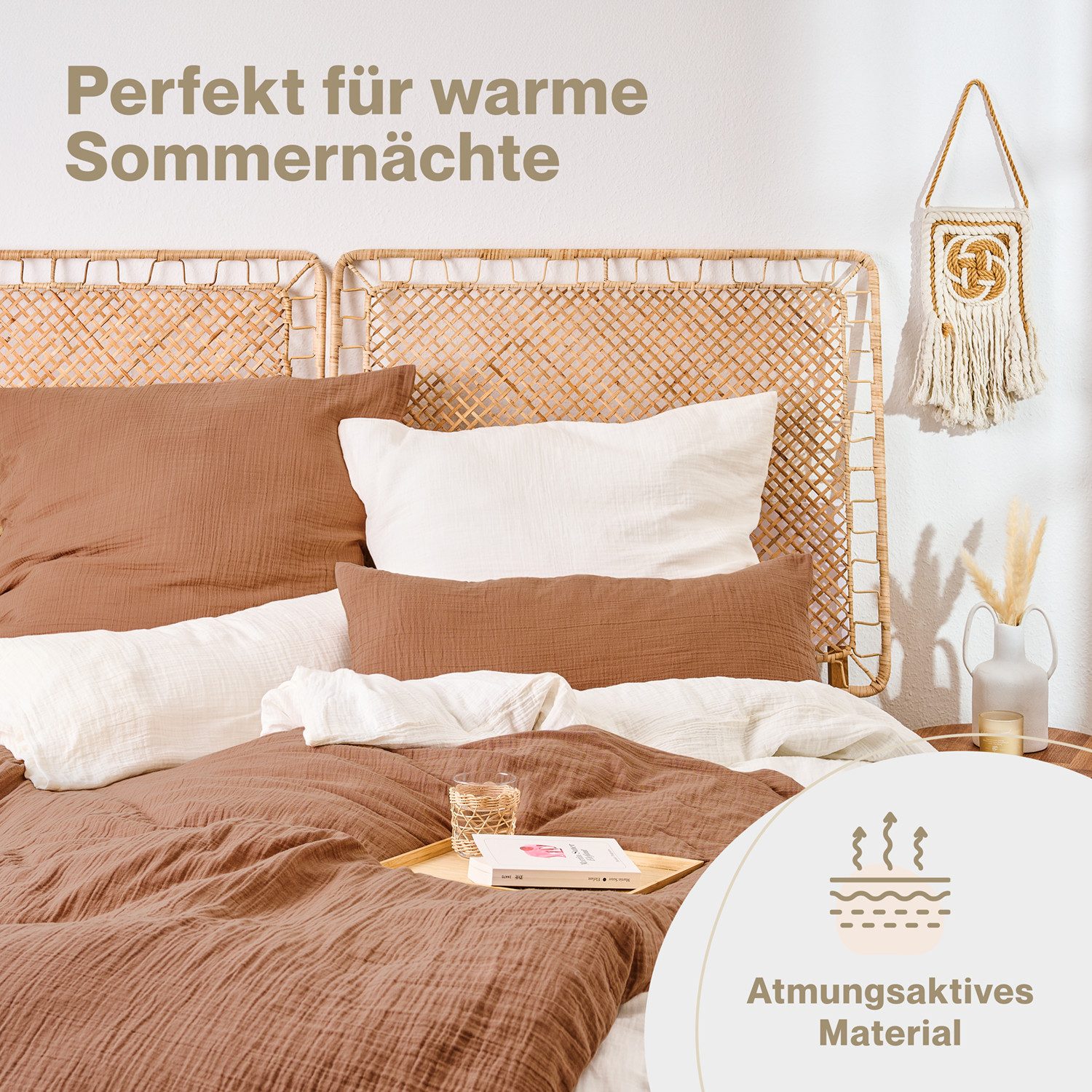 Blumtal Bettwäsche Musselin 100% Baumwolle im Set, Kopfkissenbezug & Deckenbezug, 2 teilig – Bild 3 von 5
