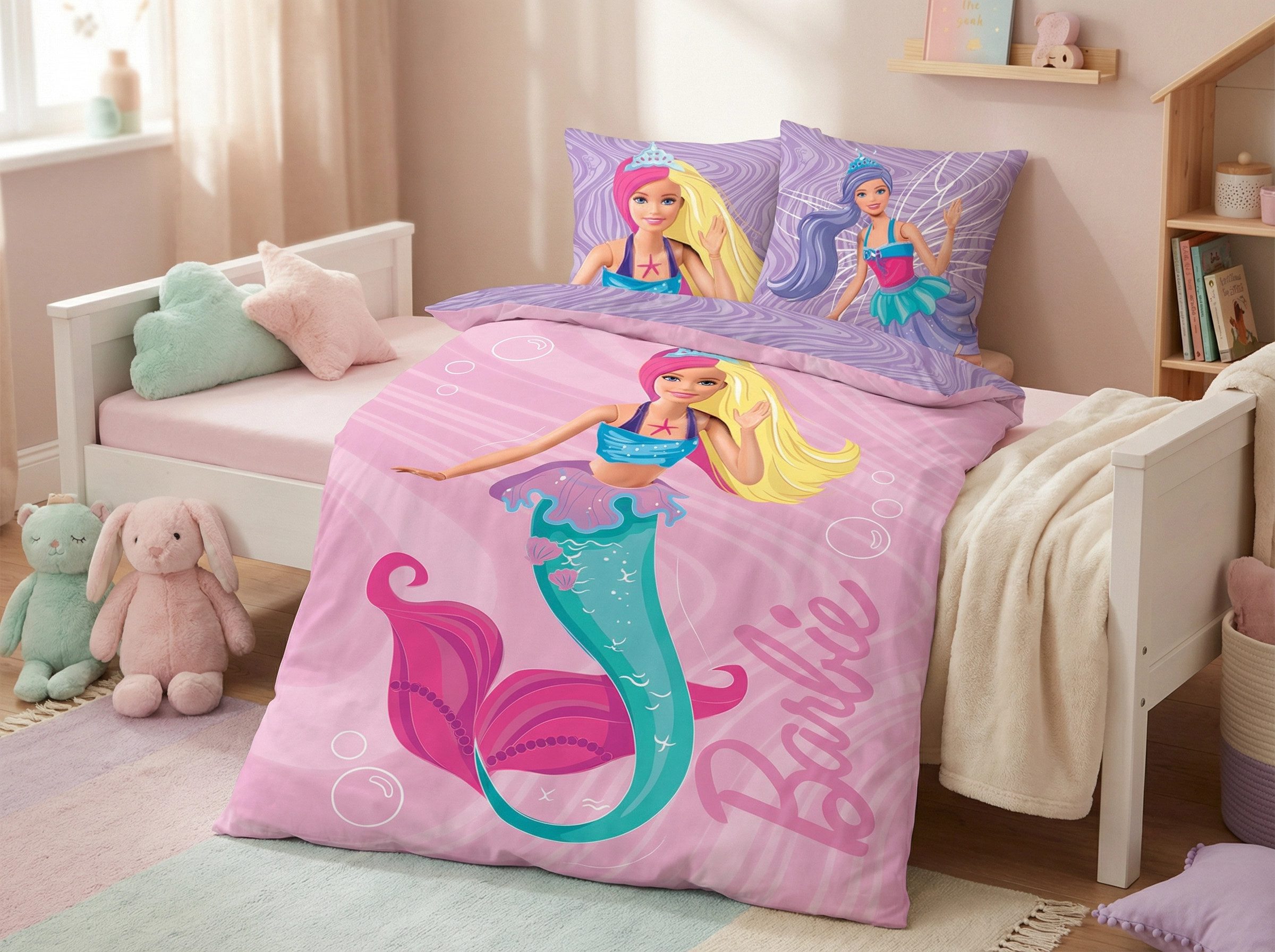 Barbie Bettwäsche Barbie and Friends Kinder Bettwäsche 2tlg Set, 2 teilig, Deckenbezug 135-140x200 cm Kissenbezug: 65X65 cm