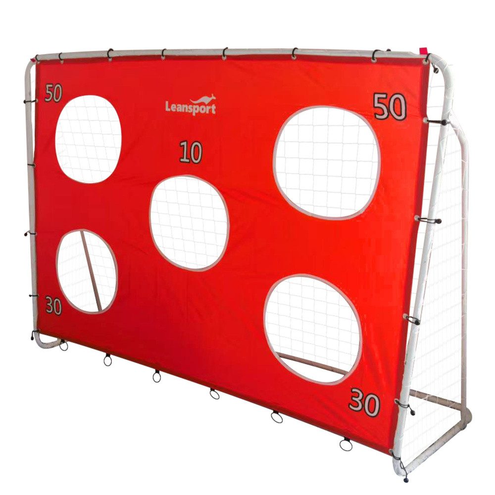 LEAN TOYS Fußball Torwand Fußballtor Schusstraining (Spar-Set, 1-St., 213 x 152 x 75 cm stabil), Zielmatte mit Punktewertung, Stahlrahmen, Netz
