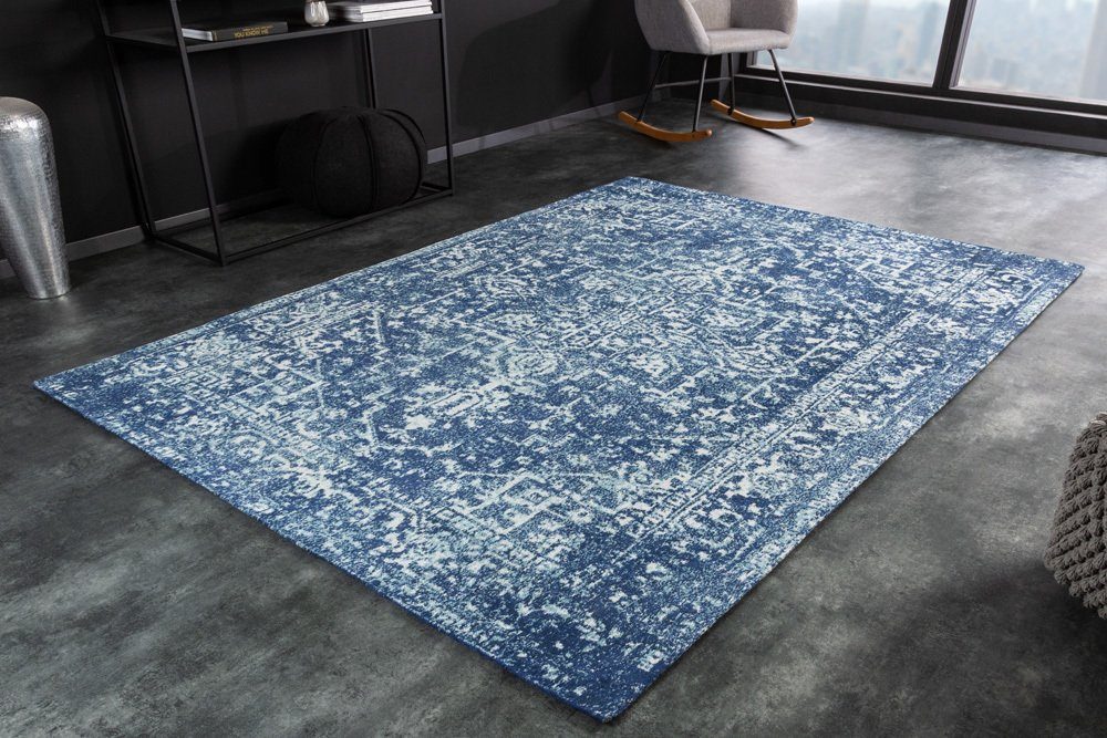 Teppich HERITAGE 230x160cm blau, riess-ambiente, rechteckig, Höhe: 5 mm, Wohnzimmer · Baumwolle · Vintage · Orientalisch blau II