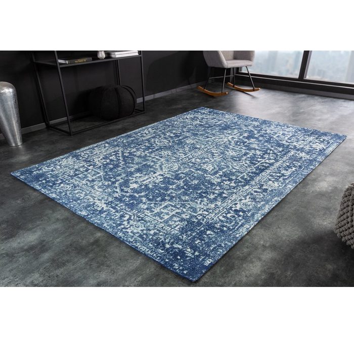 Teppich HERITAGE 230x160cm blau riess-ambiente rechteckig Höhe: 5 mm Wohnzimmer · Baumwolle · Vintage · Orientalisch