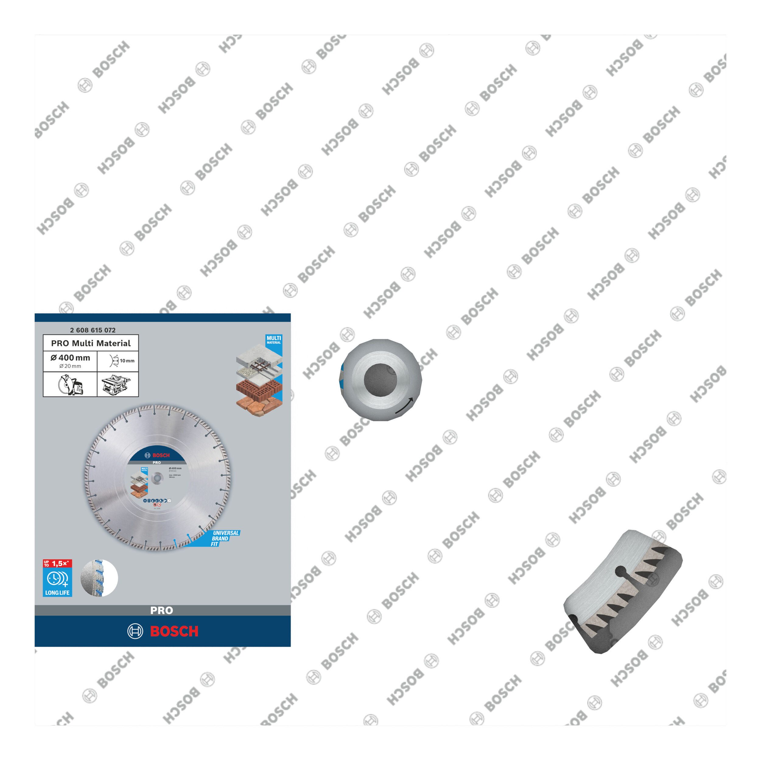 BOSCH Trennscheibe Pro Multi Material, Ø 400 mm, Multi Material Diamanttrennscheibe, 400 x 20 mm - 1er-Pack