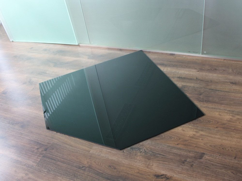 ECOfoxx Bodenschutzplatte Fünfeck 125x125cm schwarz - Funkenschutzplatte Kaminbodenplatte, Form: Fünfeck / Diamant, ohne Silikondichtung, Glas schwarz 1250x1250mm