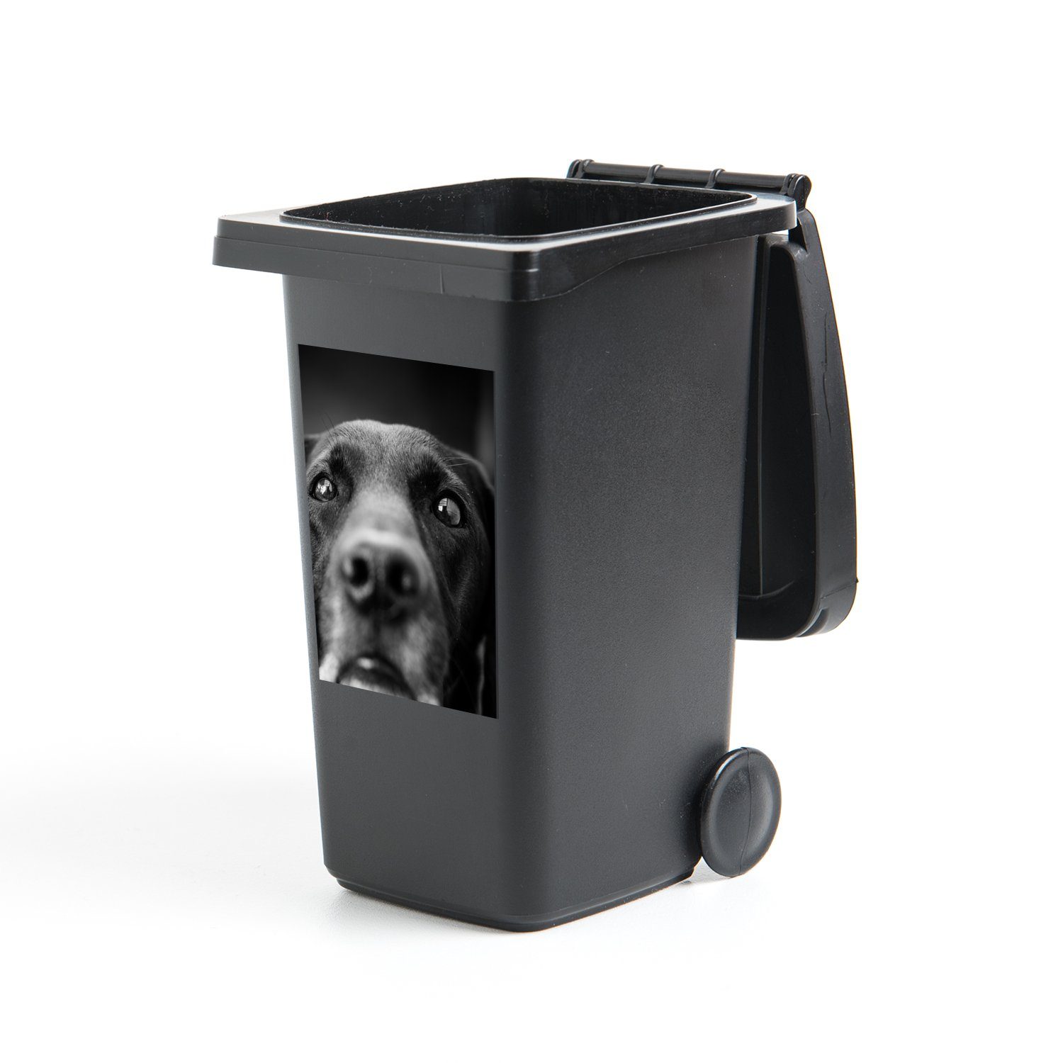 MuchoWow Wandsticker Tierprofil Labrador Hund in schwarz und weiß (1 St), Mülleimer-aufkleber, Mülltonne, Sticker, Container, Abfalbehälter