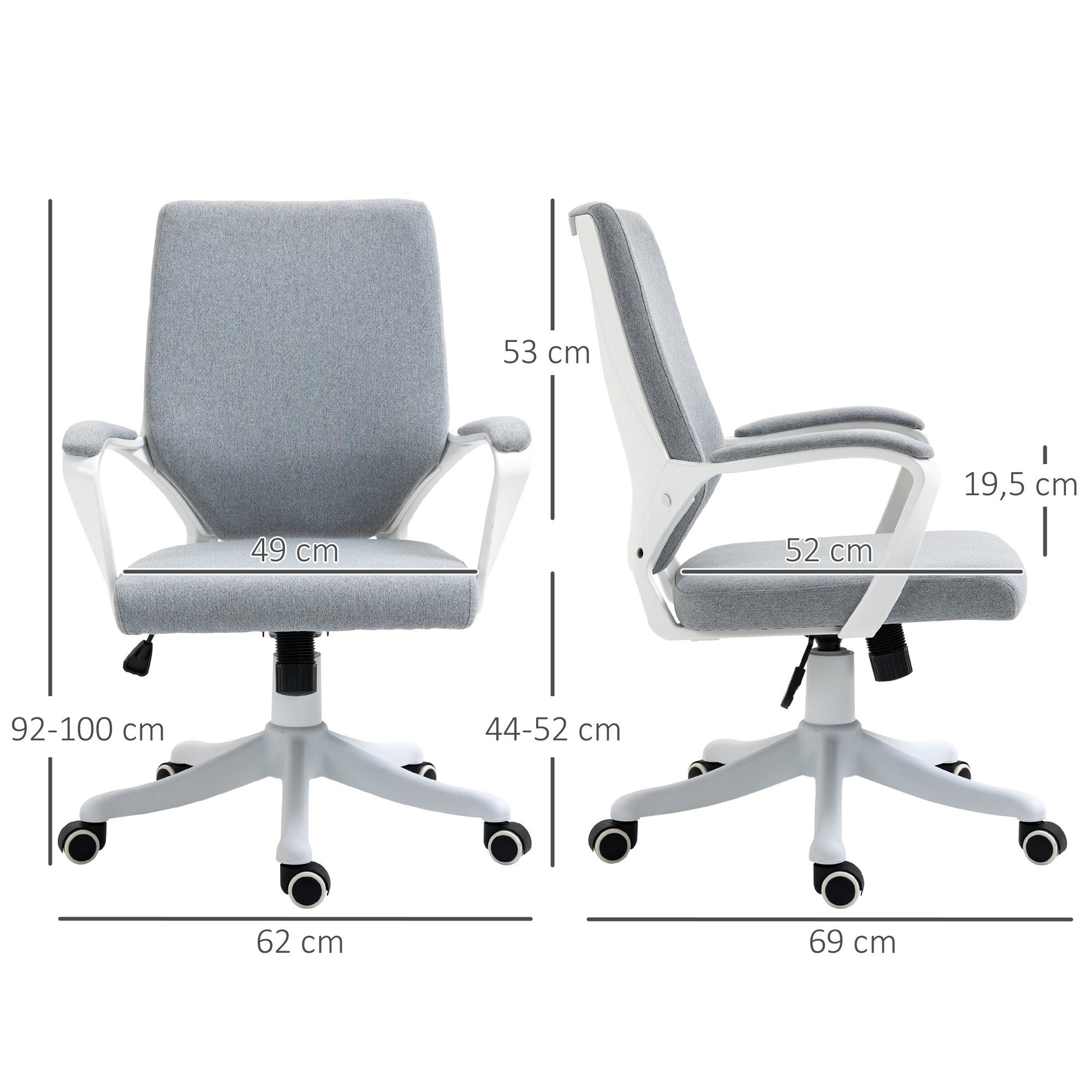Wippenfunktion (set, Vinsetto Verstellbare Schreibtischstuhl Sitzhöhe Bürostuhl Home-Office-Stuhl 1 St), mit
