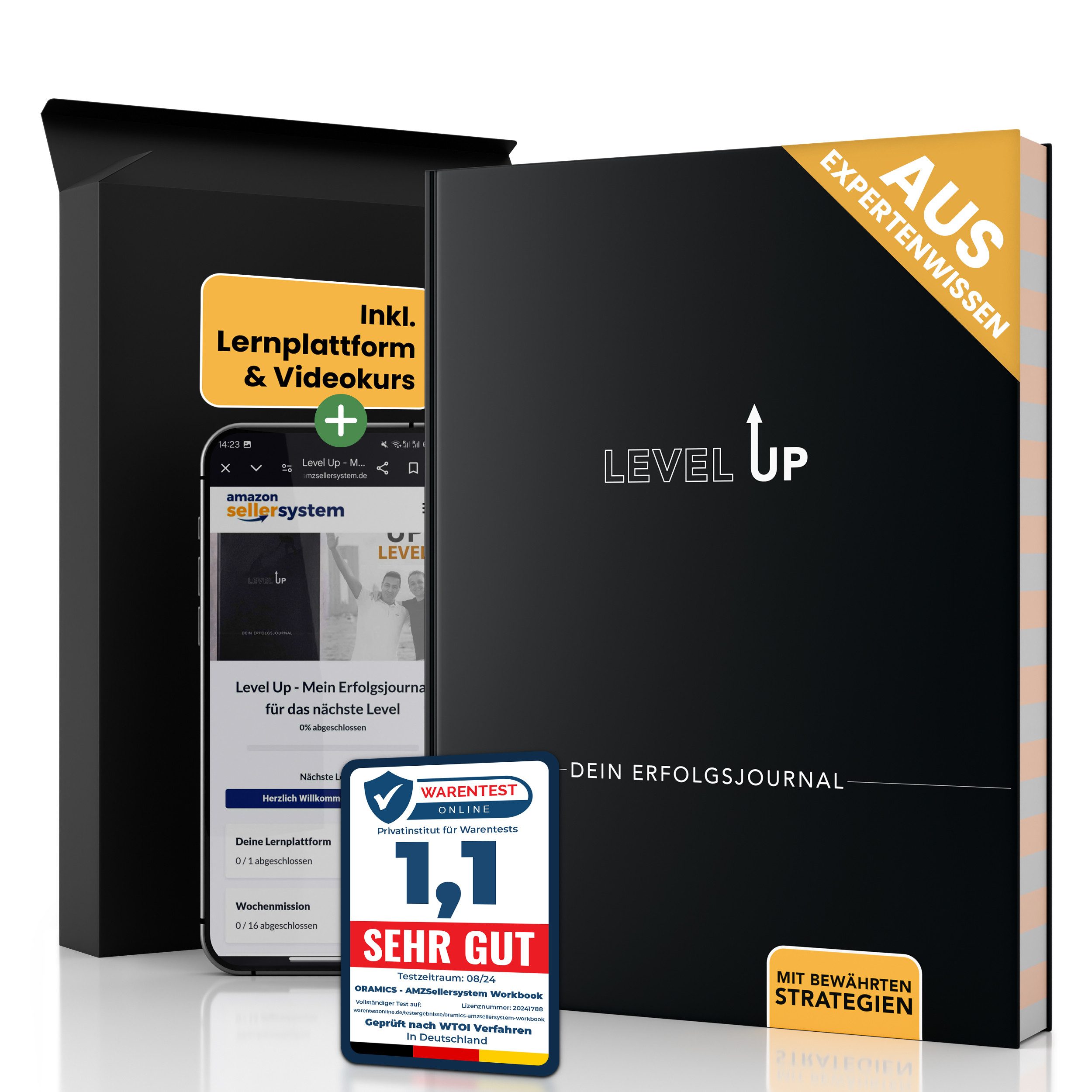 Oramics Notizbuch AMZSellersystem Erfolgsjournal Planer inkl. Lernplattform & Videokurs, Notizbuch für mehr Fokus, Produktivität & ein selbstbestimmtes Leben