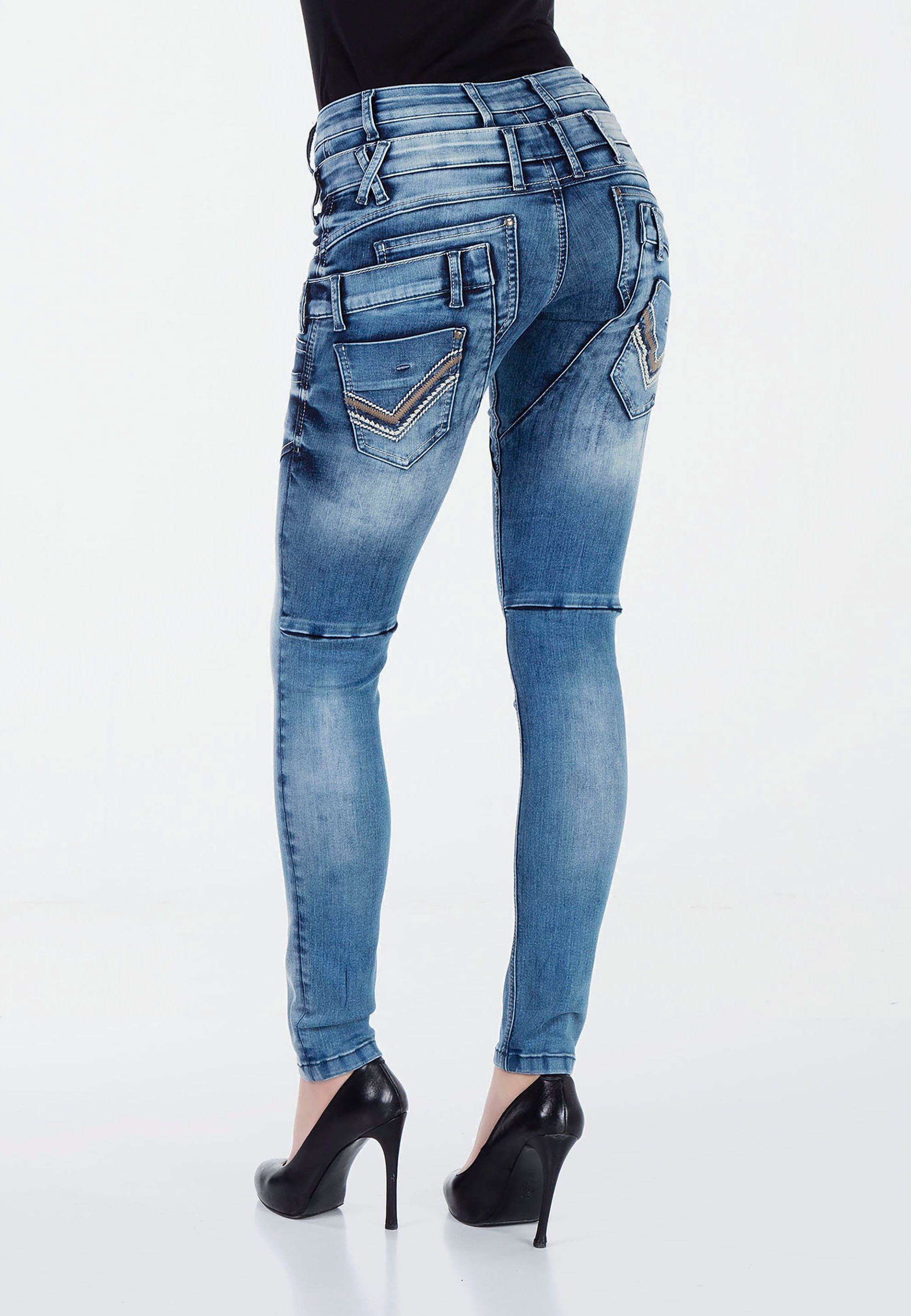 Damen Jeans Cipo & Baxx Slim-fit-Jeans im Biker-Style