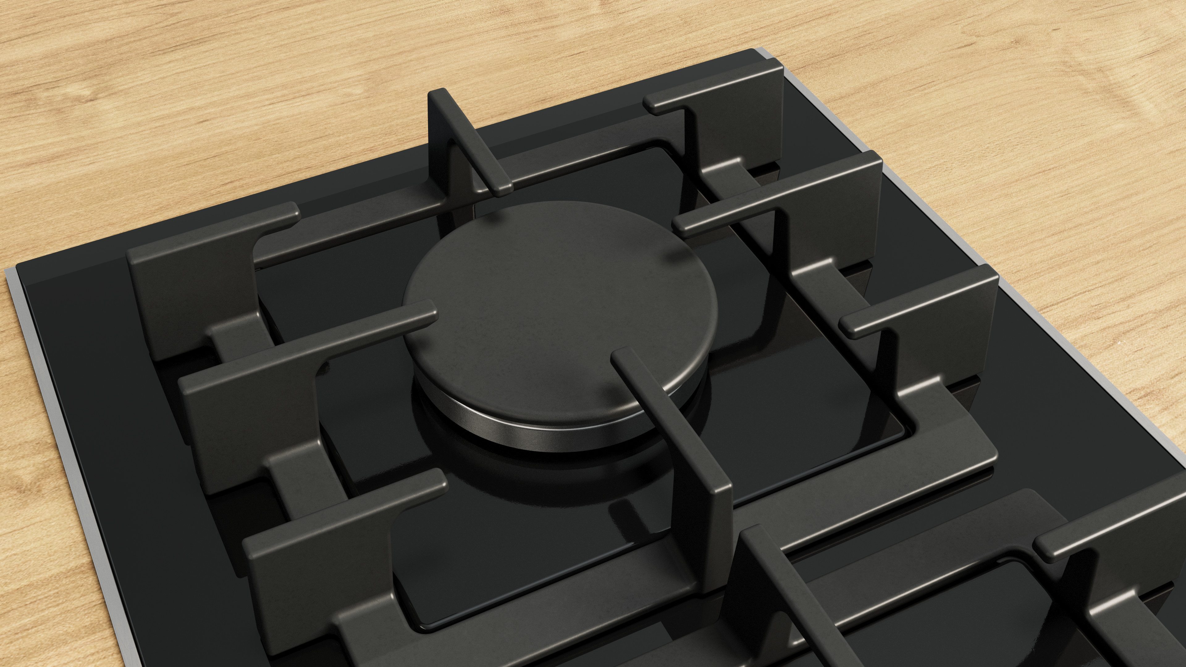 BOSCH Gas-Kochfeld Serie 8 PRB3A6I40, Präzises FlameSelect mit 9 Stufen & spülmaschinenfeste Topfträger