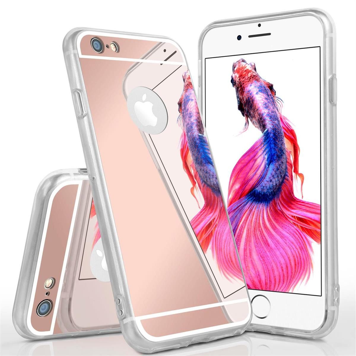 moex Handyhülle für iPhone 6s Hülle Spiegel Mirror Case Pink 4,7 Zoll, Silikon Handyhülle verspiegelte Rückseite Stylische Handy Schutzhülle