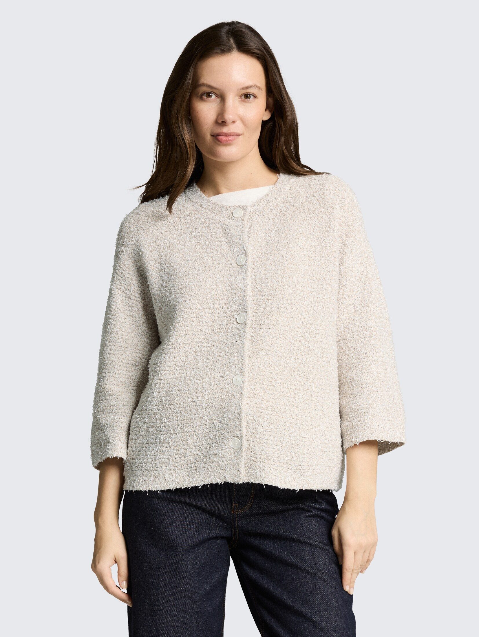 TOM TAILOR Cardigan Pullover & Strickjacken Loose Fit Cardigan mit 3/4-Arm
