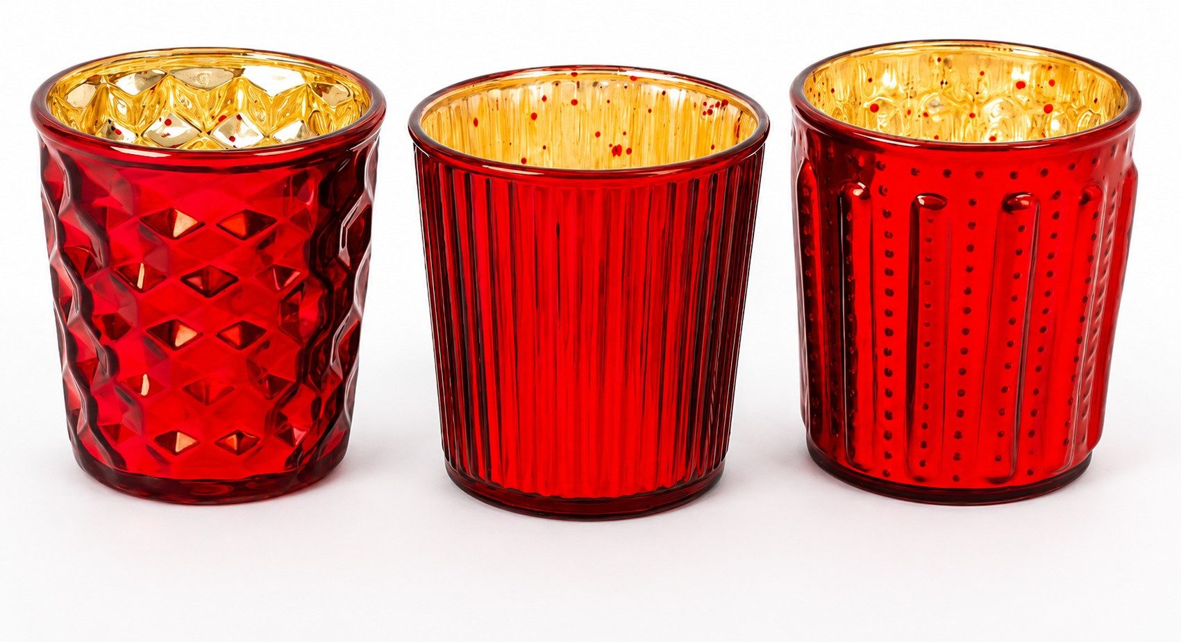 Gehlmann Teelichthalter 3er Set Windlichter Glas Metallic Vintage Teelichthalter 8 cm