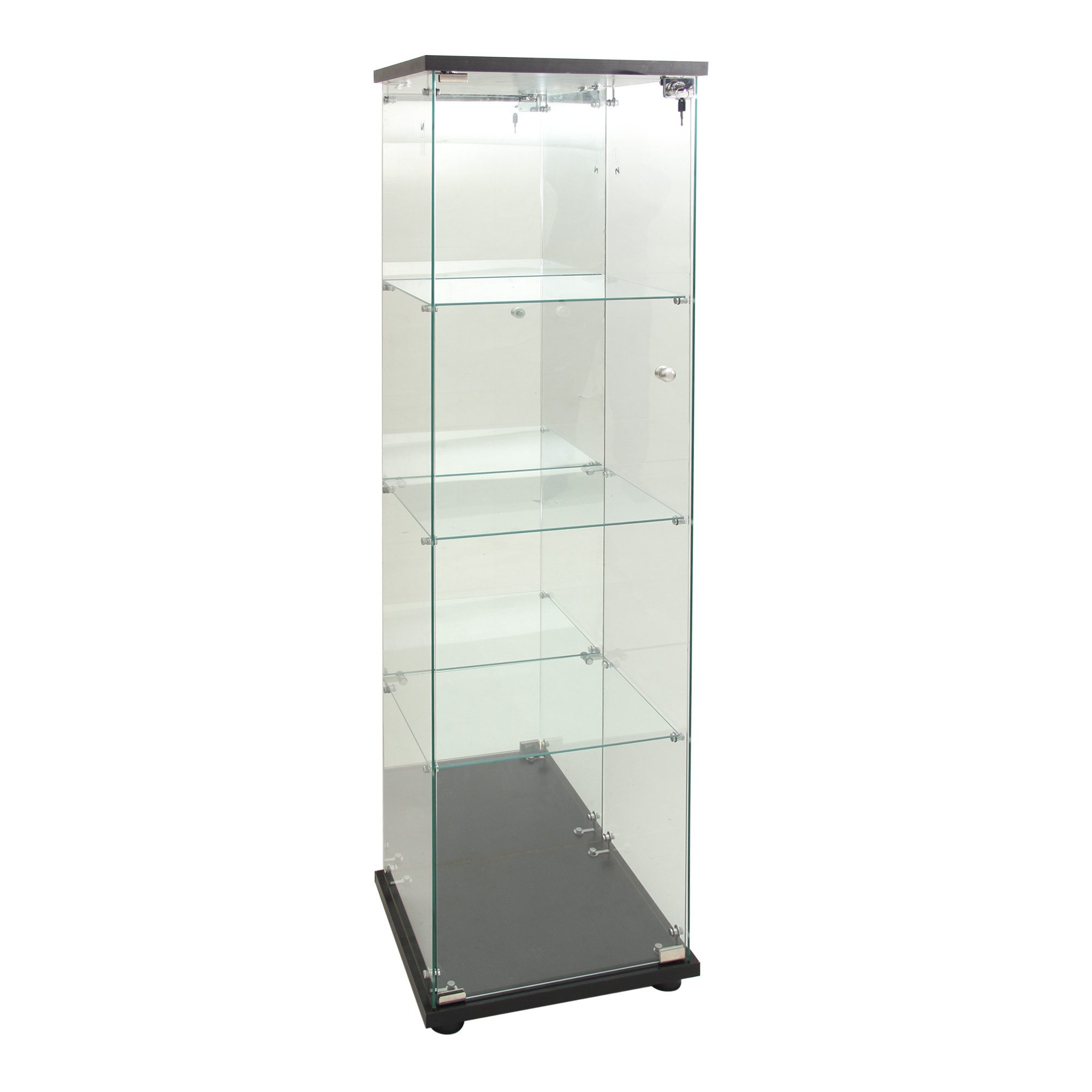 Furnishings Home Vitrine Glasvitrine stehend LED Standvitrine mit Glastüren, 2 bis 4 Ebenen Mit LED-Beleuchtung, Sicherheitsschloss