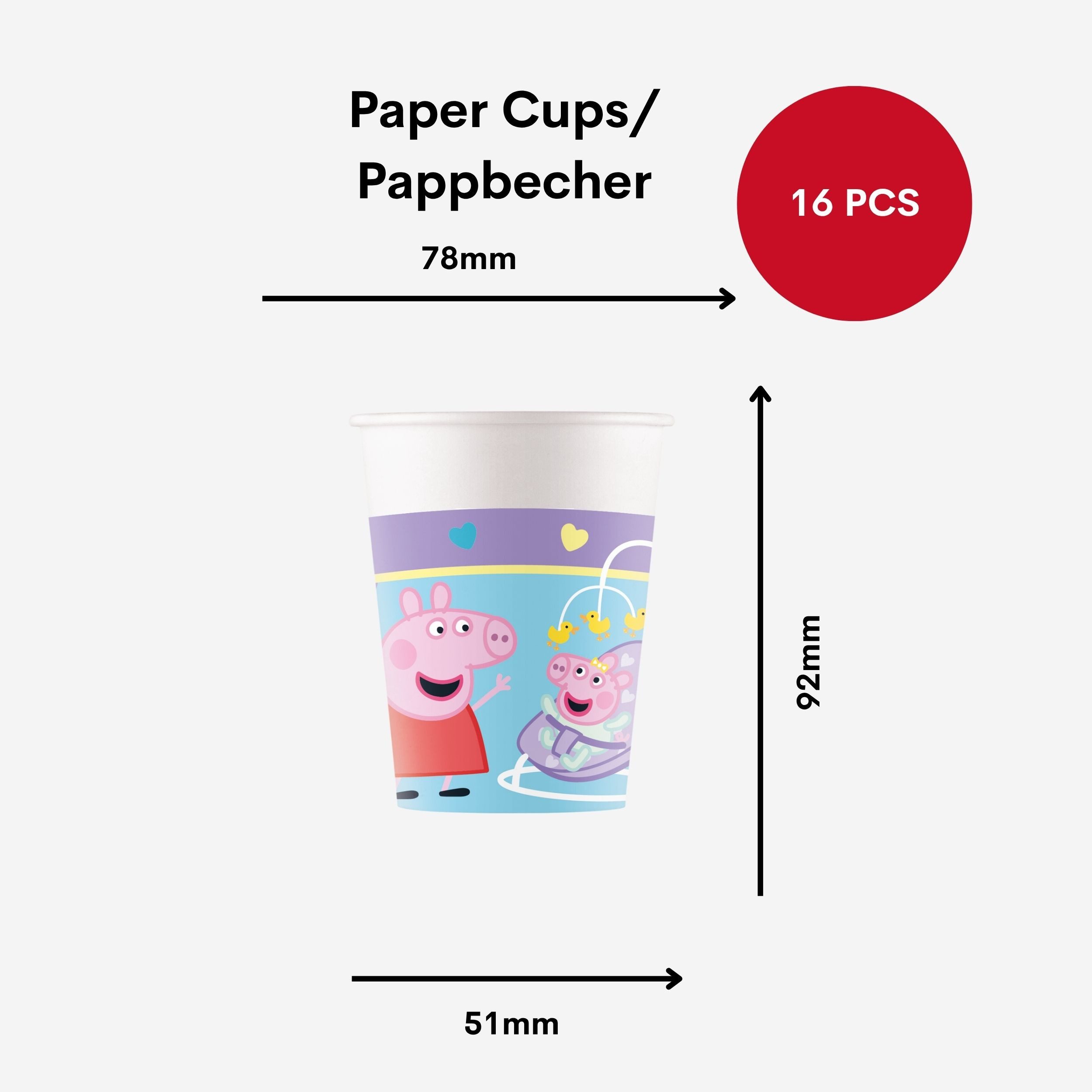 Procos Einweggeschirr-Set Peppa Wutz Partygeschirr Set 52-tlg Kindergeburtstag Peppa Pig Teller, 16 Personen – Bild 3 von 5