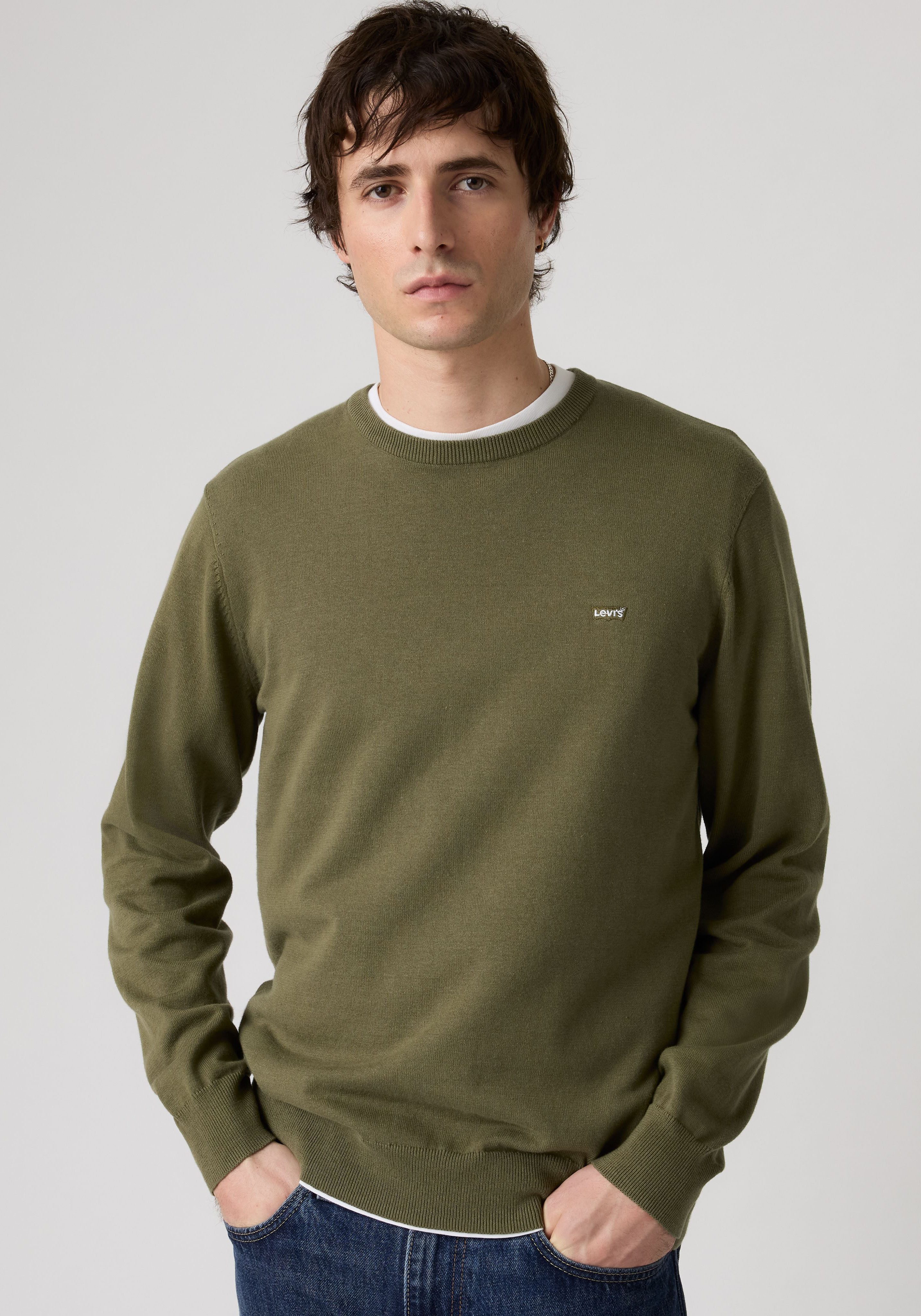 Levi's® Rundhalspullover LIGHTWEIGHT HM SWEATER Feingerippte Abschlüsse