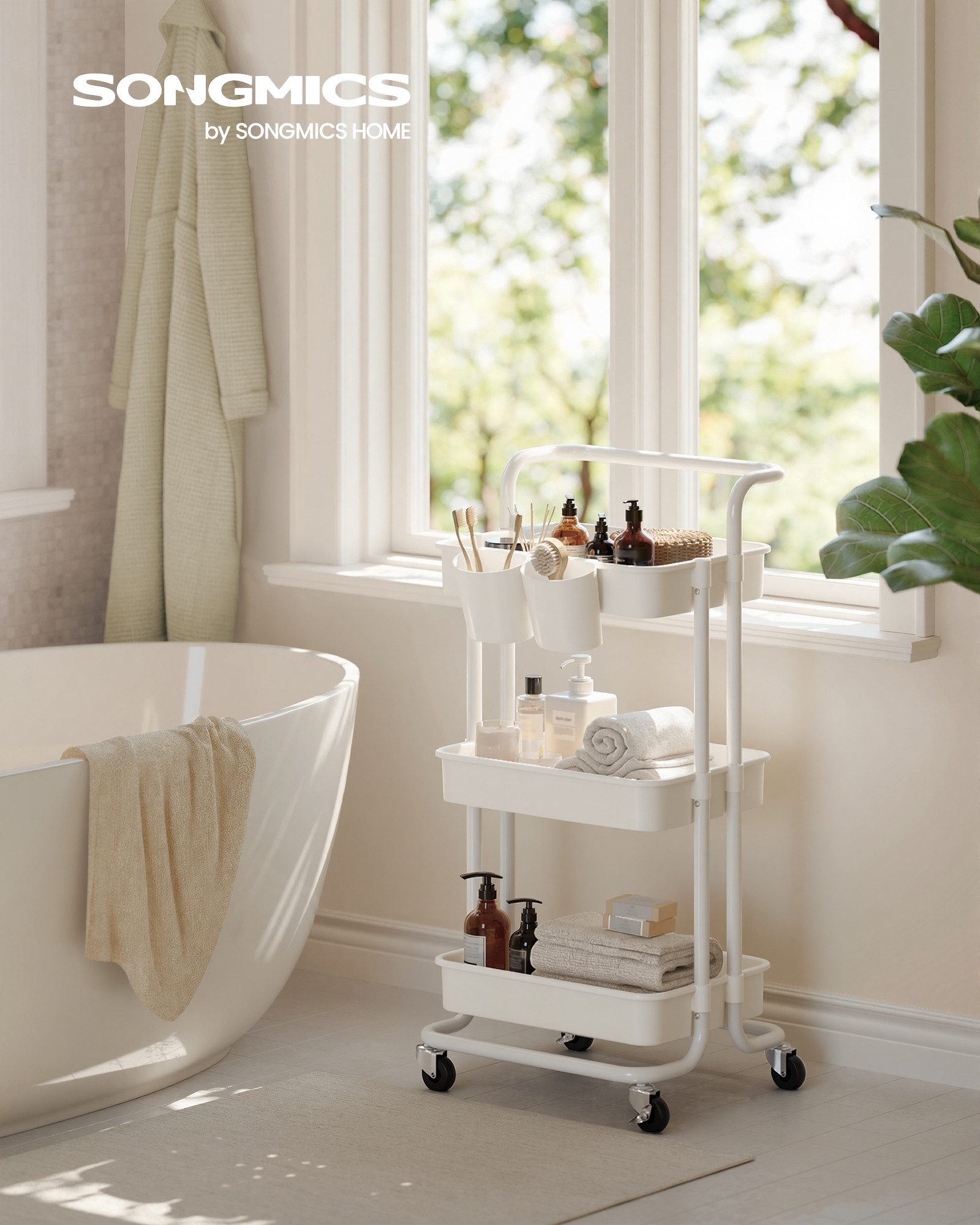 SONGMICS Beistellwagen, Servierwagen, Ablagefächer aus Kunststoff günstig online kaufen