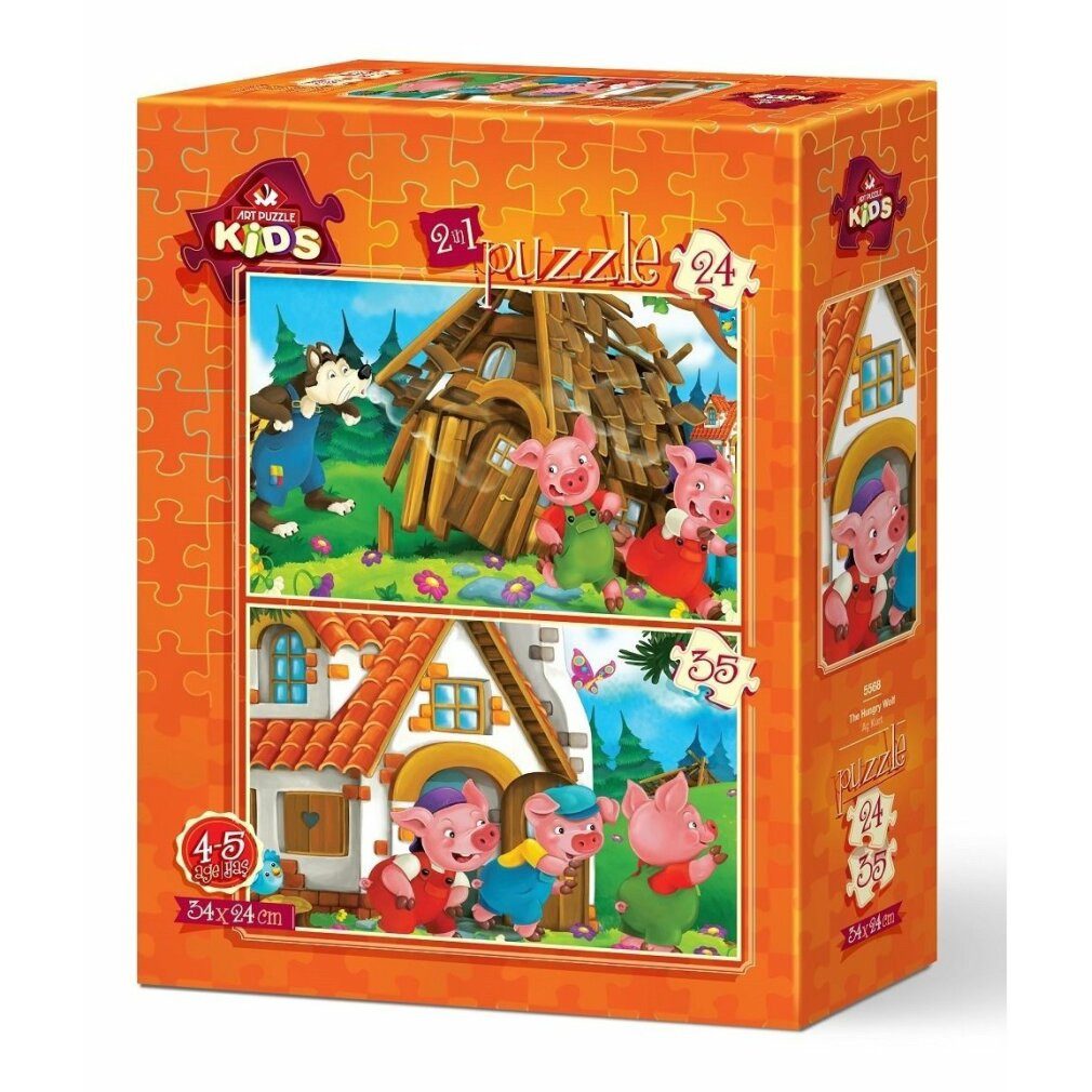 ART PUZZLE Puzzle Puzzle Drei Schweinchen 24+35 Teile, Puzzleteile
