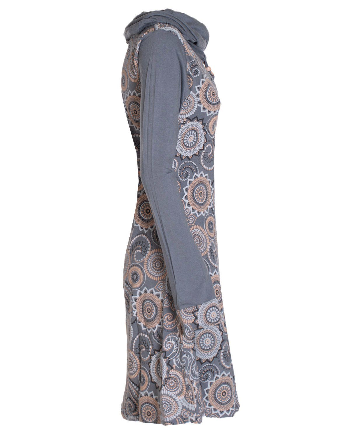 Vishes Jerseykleid Langarm Kleid Schal-Kleid Winterkleider Baumwollkleid Hippie, Goa, Ethno Style