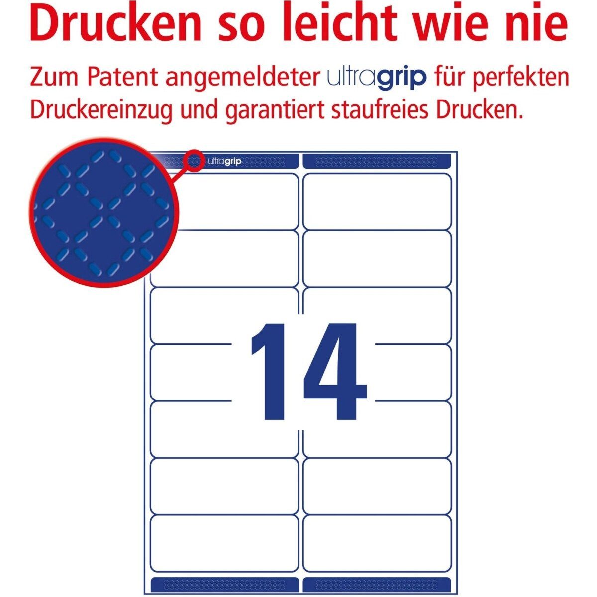 Avery Zweckform Etiketten Adress-Etiketten ultragrip 99,1x38,1 mm VE=560 Etiketten / 40 Bogen we