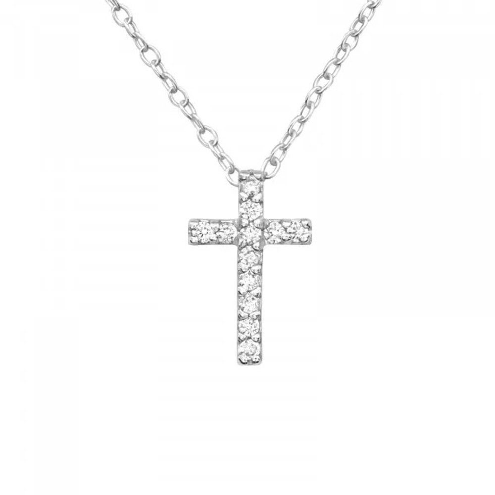 Kette mit ALEXANDER YORK Sterling 2-tlg., 925 Anhänger Silber KREUZ ZIRKONIA,