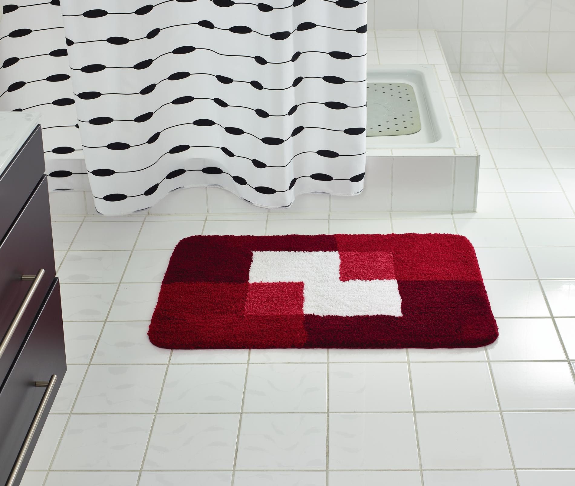 Ridder Badematte Coins rot, Höhe 55 mm, 100% Polyester-Microfaser