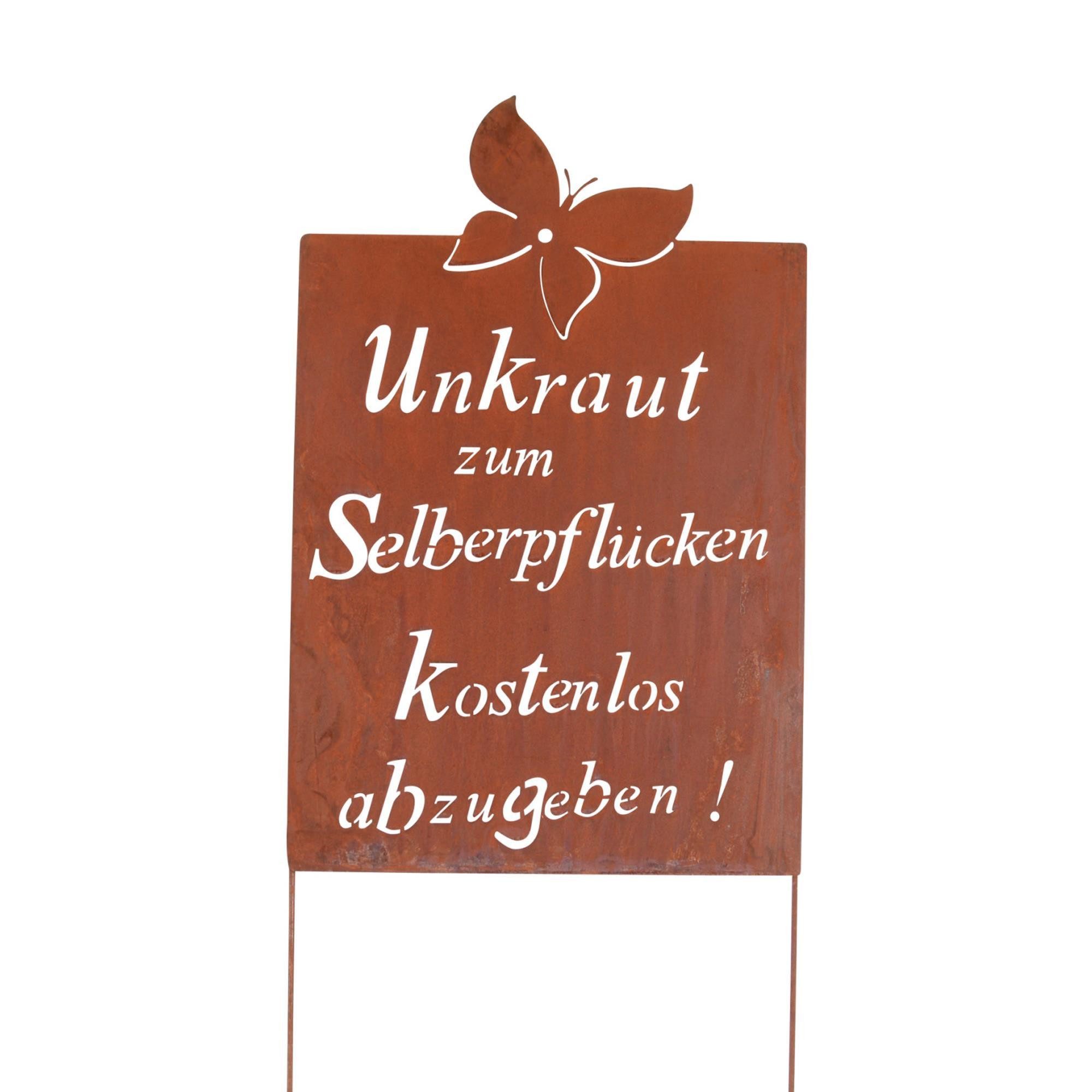 UNUS GARDEN Gartenstecker Roststecker Schild Spruch Unkraut (1-St)