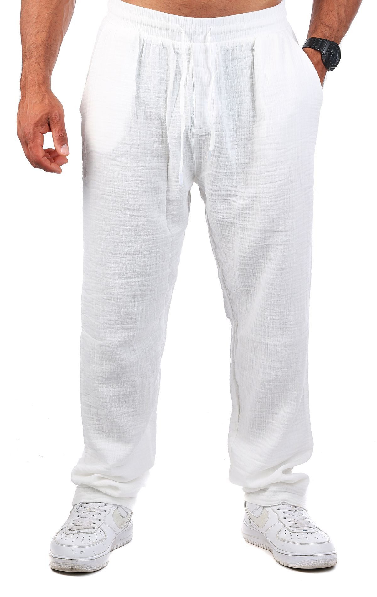 CARISMA Strandhose Herren Musselin Hose lang trendig angenehm luftig locker regular 2162 in Unifarbe